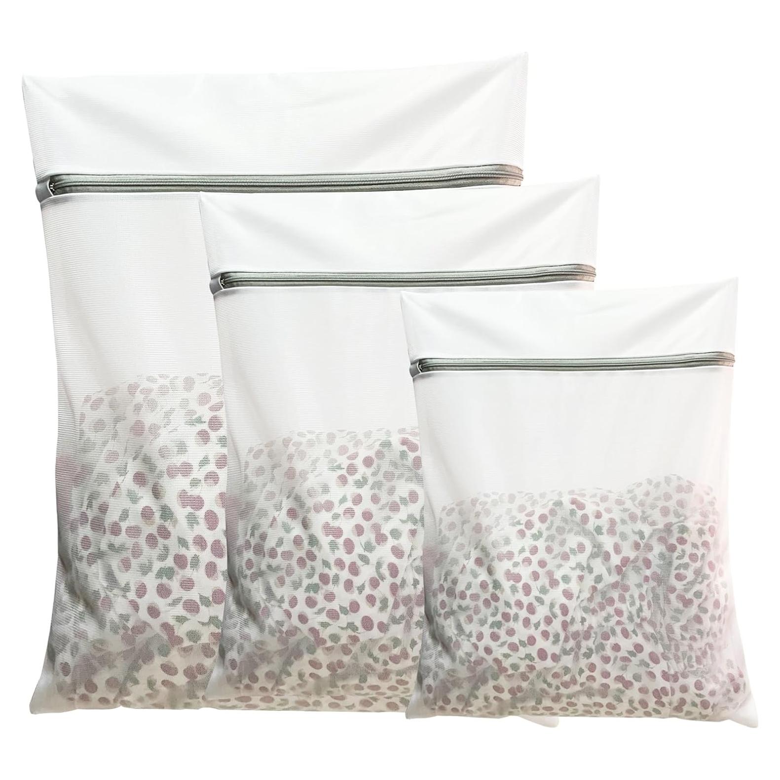 Set de 3 Bolsas de Lavandería de Malla DZZFGVF - Blanco