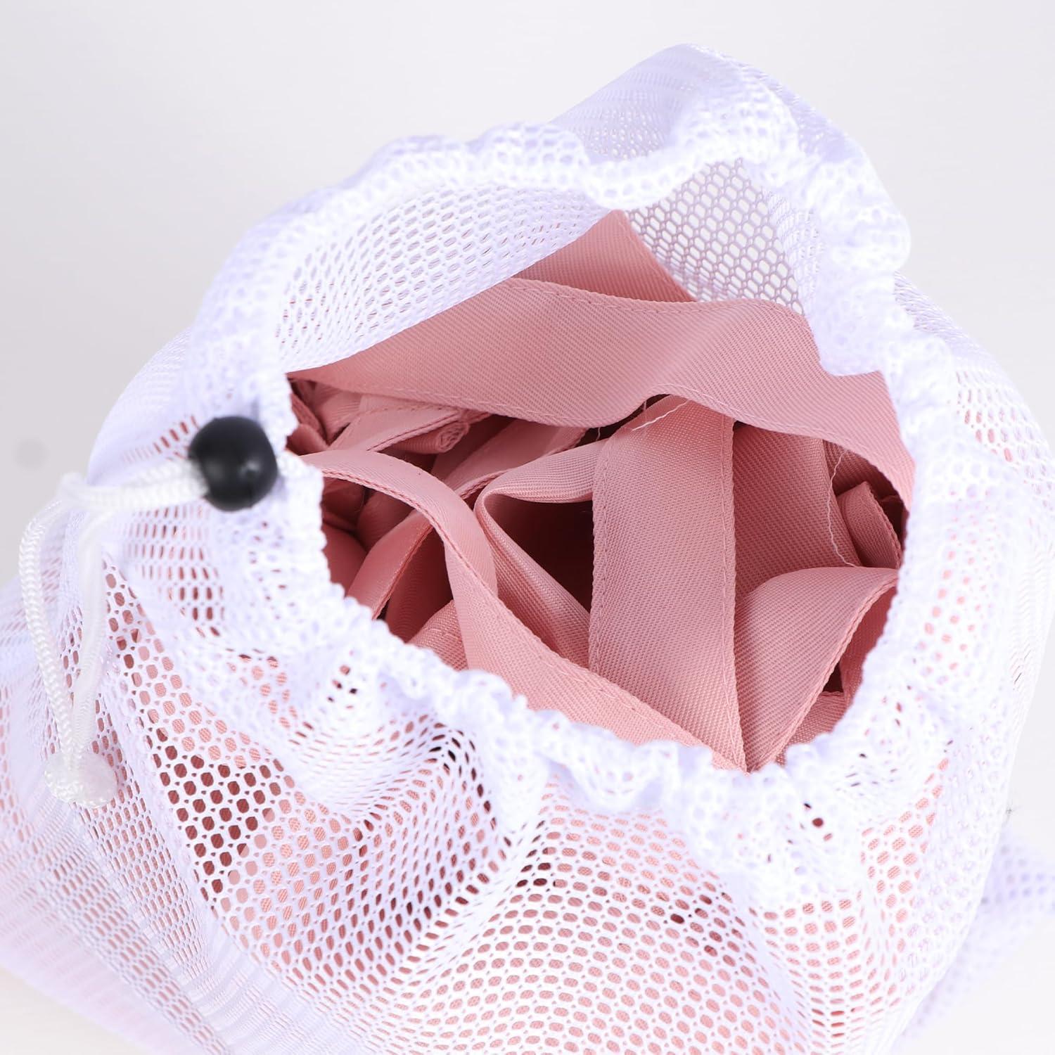 MIKIWELL Heavy Duty Large Mesh - Laundry Bag with Drawstring Closure and ID Tag, Durable Laundry Bag with Diamond Mesh - White (Small)