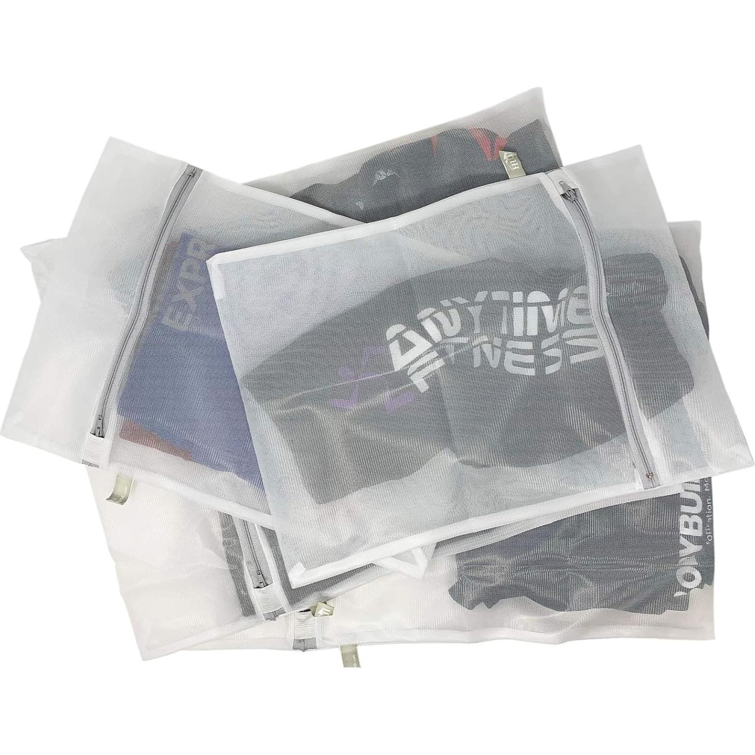 Paquete de 4 Bolsas de Lavandería HUJI Micro Malla 2 Grandes y 2 Medianas