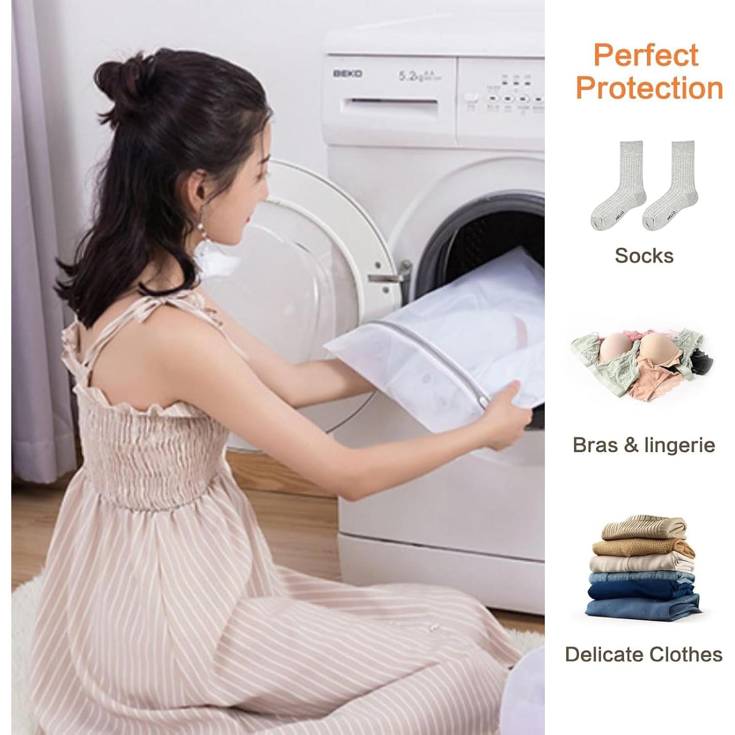 3 Bolsas de Lavandería de Malla Qgond XL 30x40 cm Resistentes