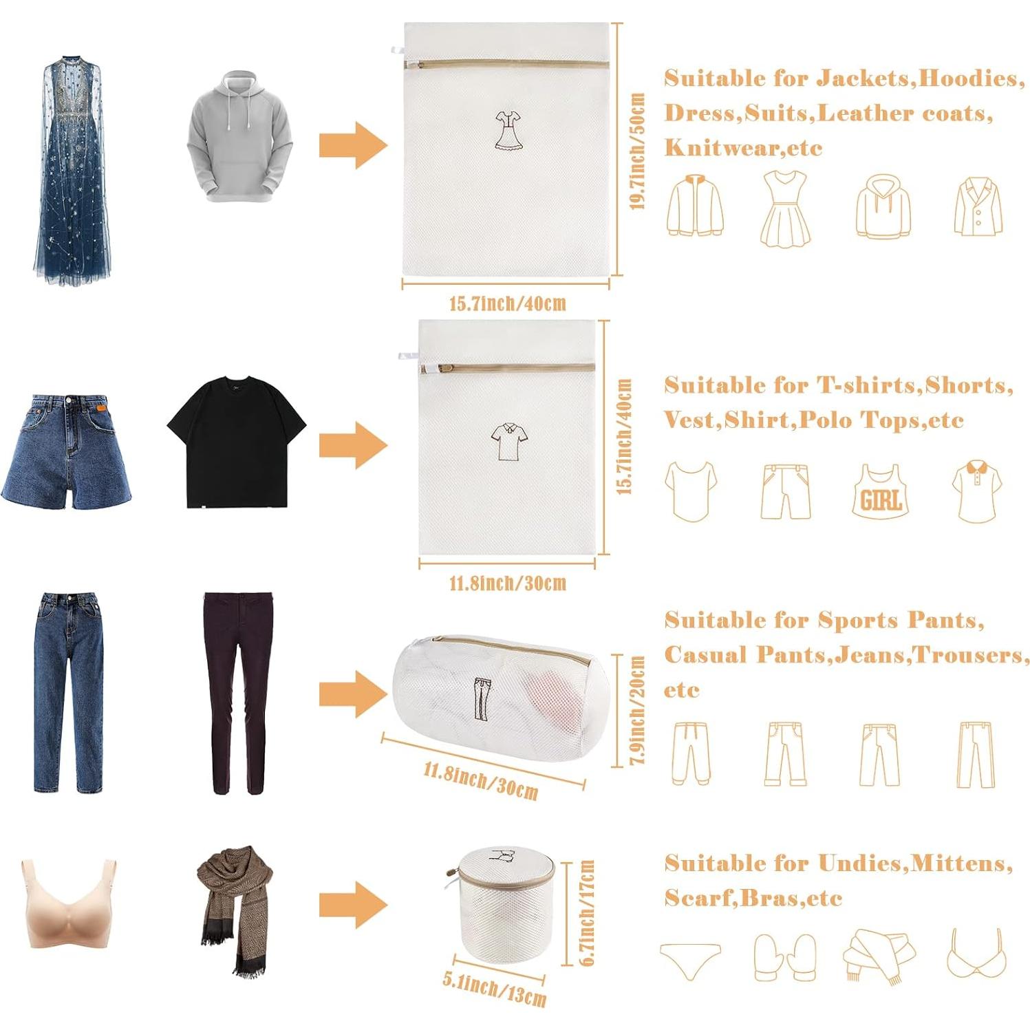 Bolsas de Lavandería Yonchic 4 Piezas Malla Cremallera Beige