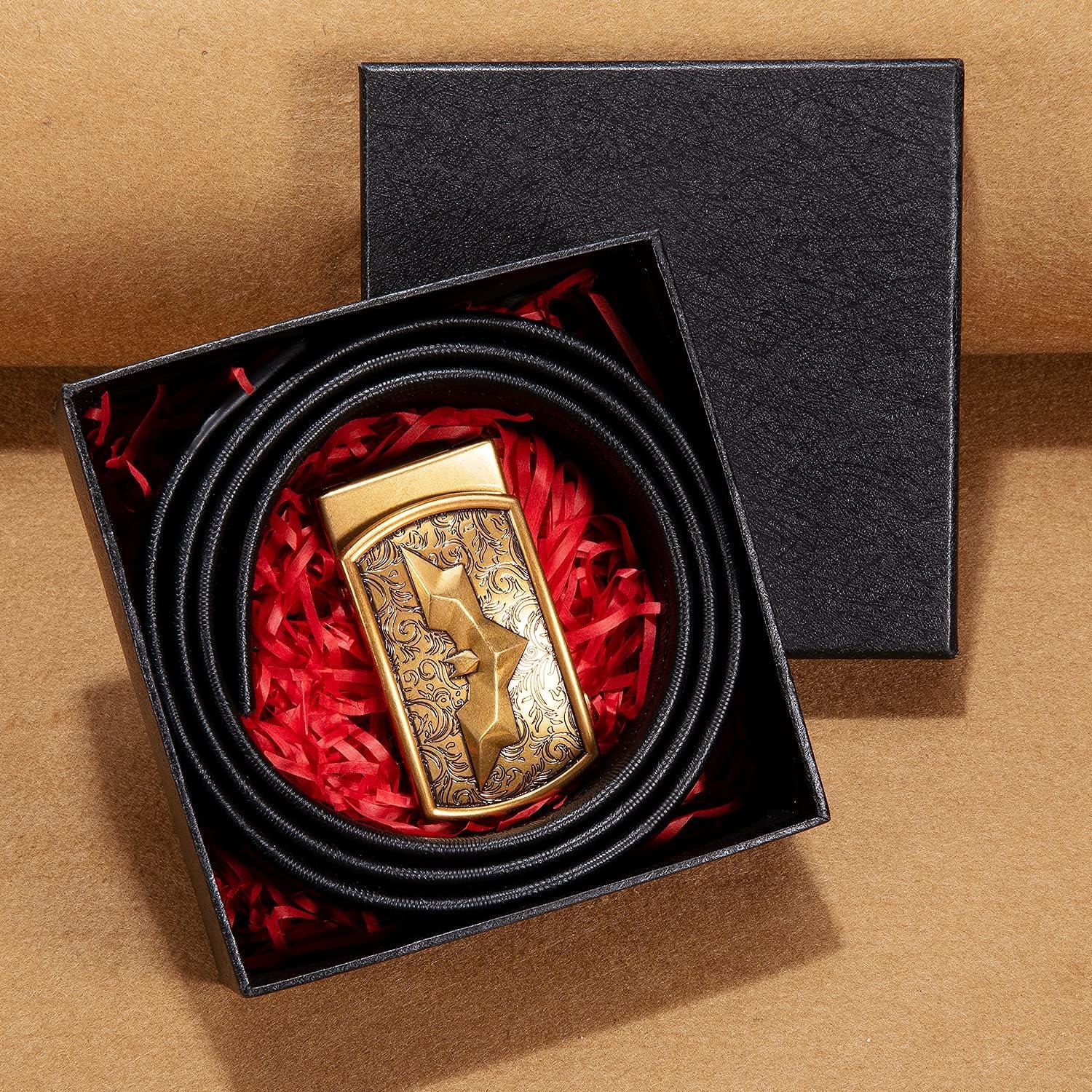 Cinturón de Ratchet Barry.Wang Cuero Genuino 3,49 cm Ajustable