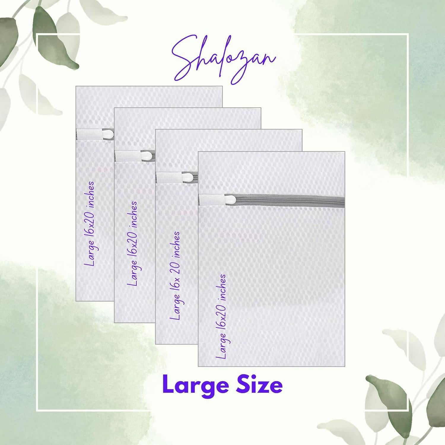 4 Bolsas de Lavandería Malla Gruesa Shalozan 40x50 cm