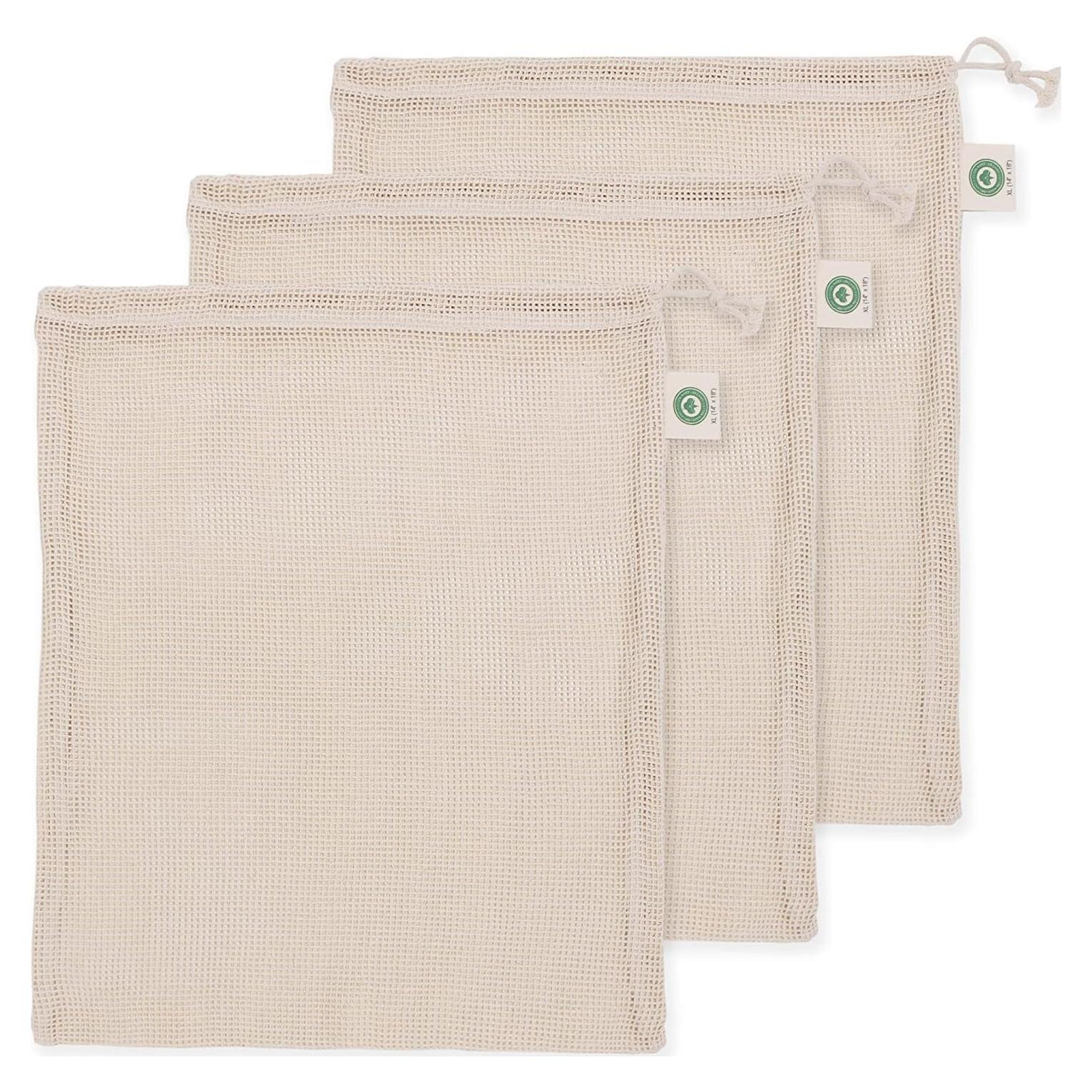 Bolsas de Malla de Algodón Orgánico - Juego de 3 Extra Grandes