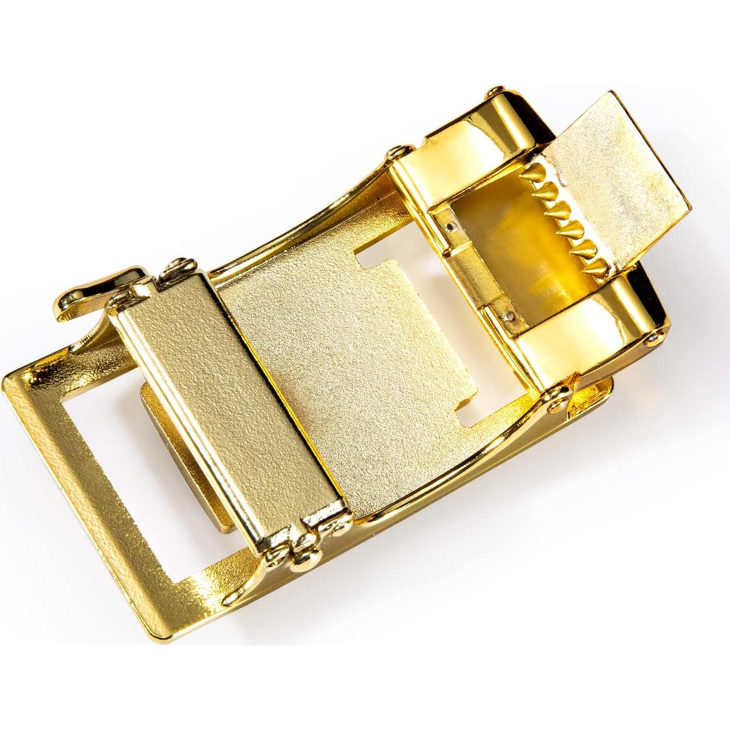 Cinturón de Ratchet Barry.Wang Cuero Genuino 3,49 cm Verde Dorado