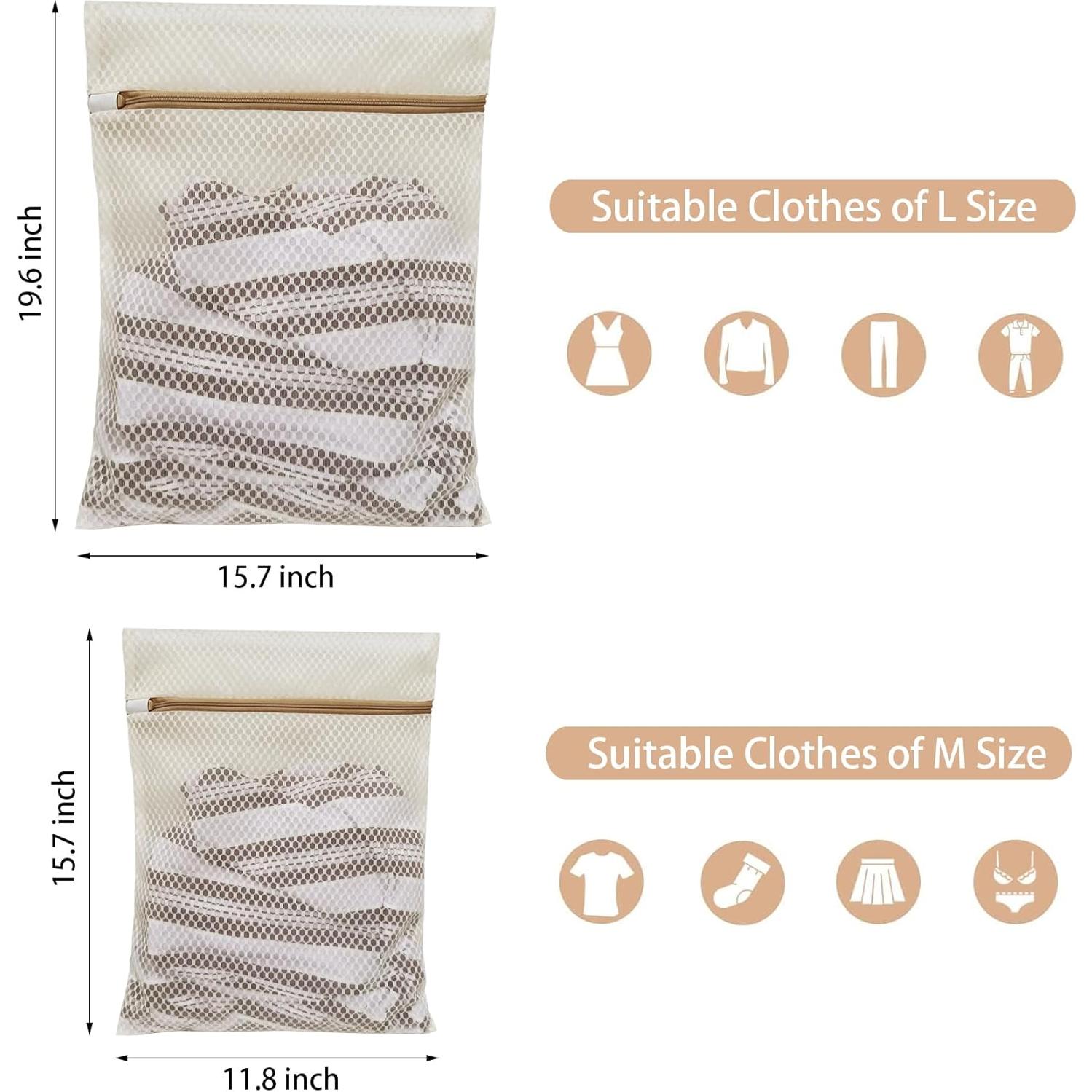 Paquete de 6 Bolsas de Lavandería DuomiW Beige - 3 Grandes y 3 Medianas