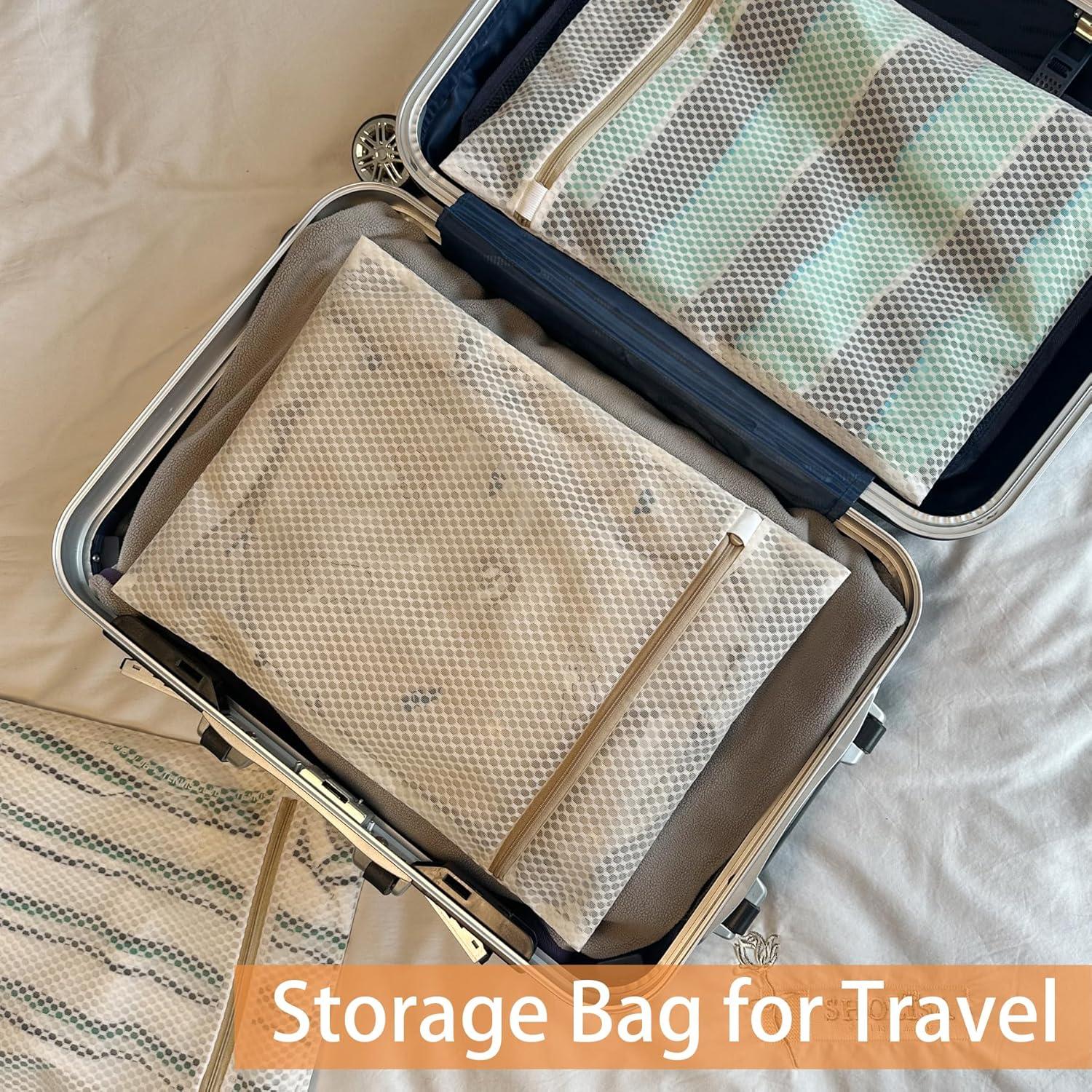 Paquete de 6 Bolsas de Lavandería DuomiW Beige - 3 Grandes y 3 Medianas