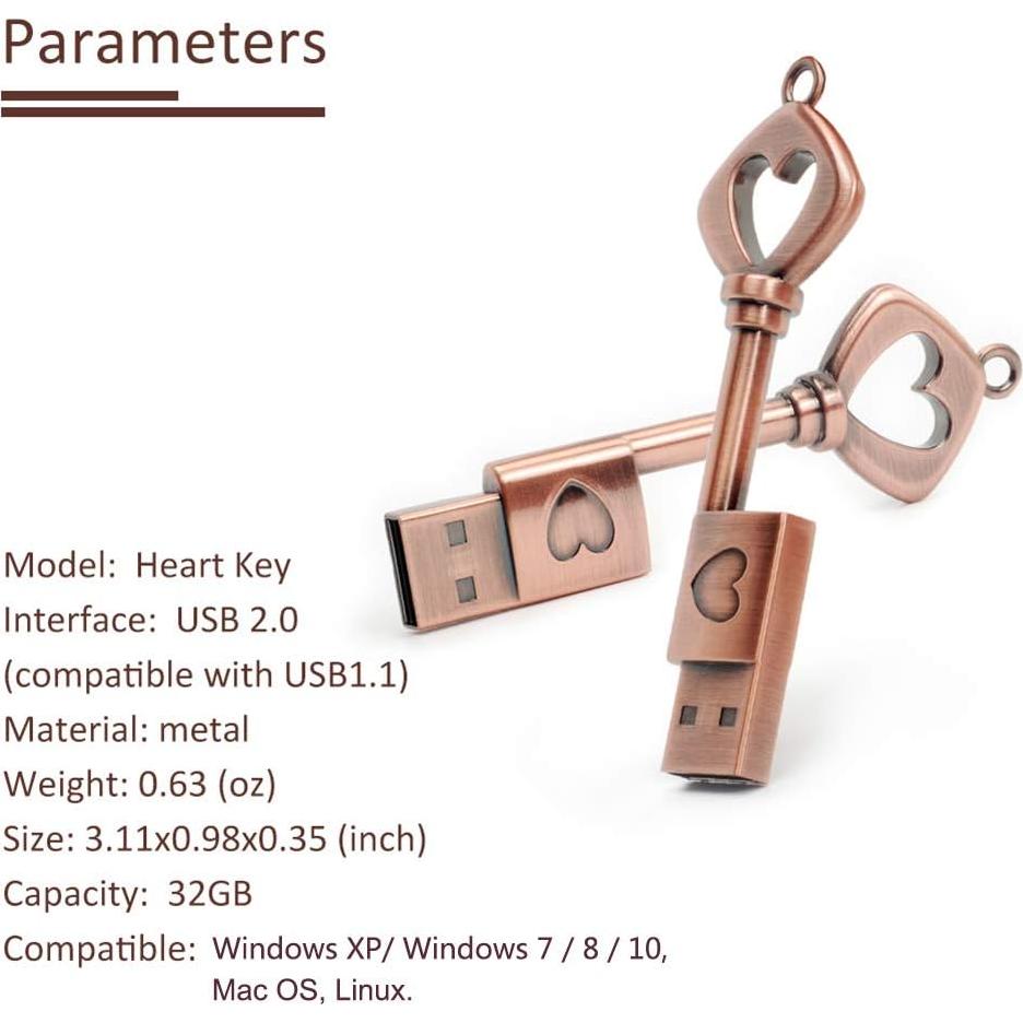 Unidad Flash USB 2.0 32GB BorlterClamp Corazón Metal