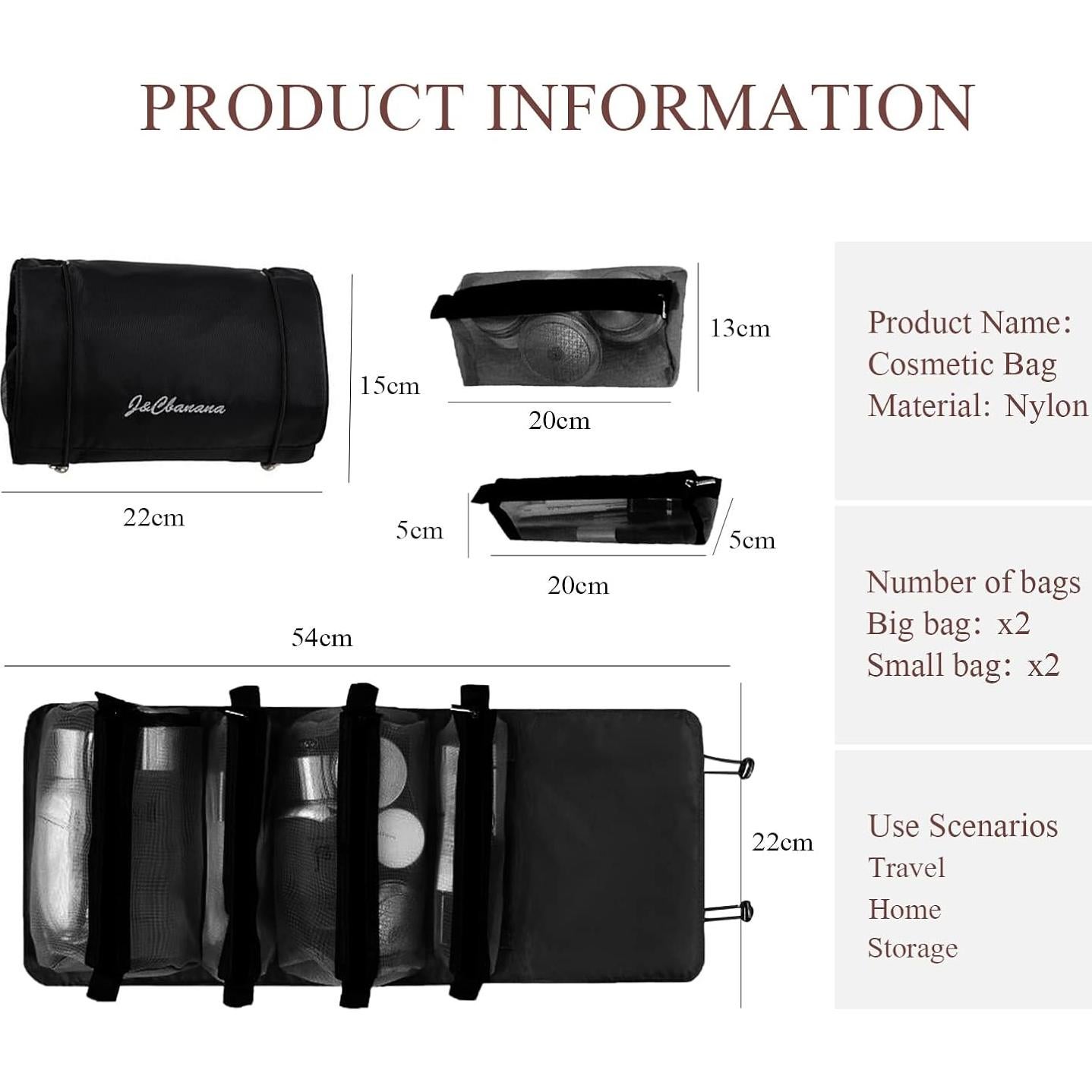 Bolsa de Aseo Desmontable LumiSyne 4 en 1 Negra Impermeable