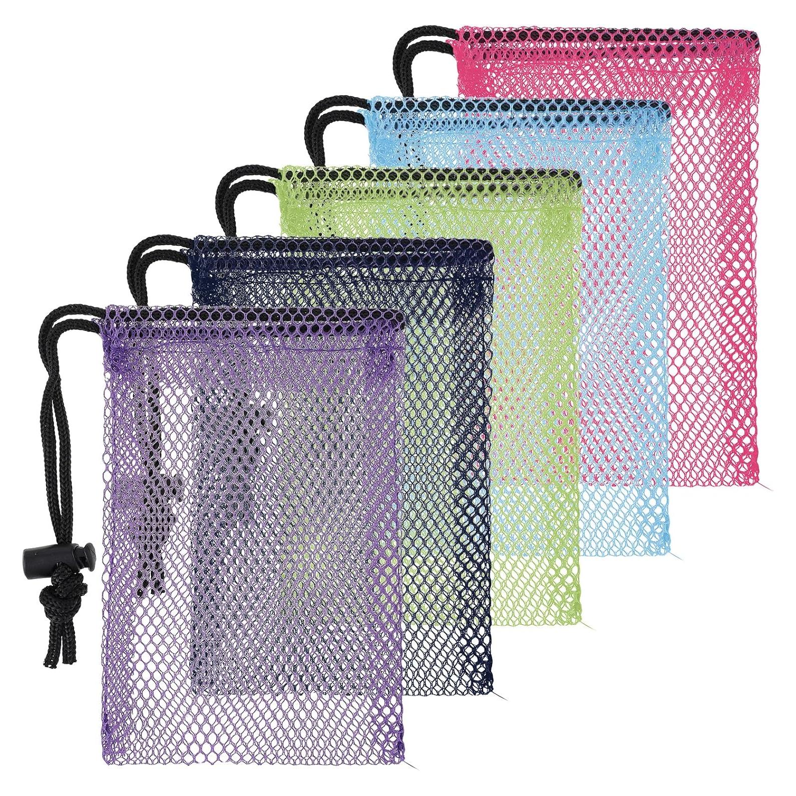 5 Bolsas de Malla Coloridas con Cierre Nylon 15x10 cm