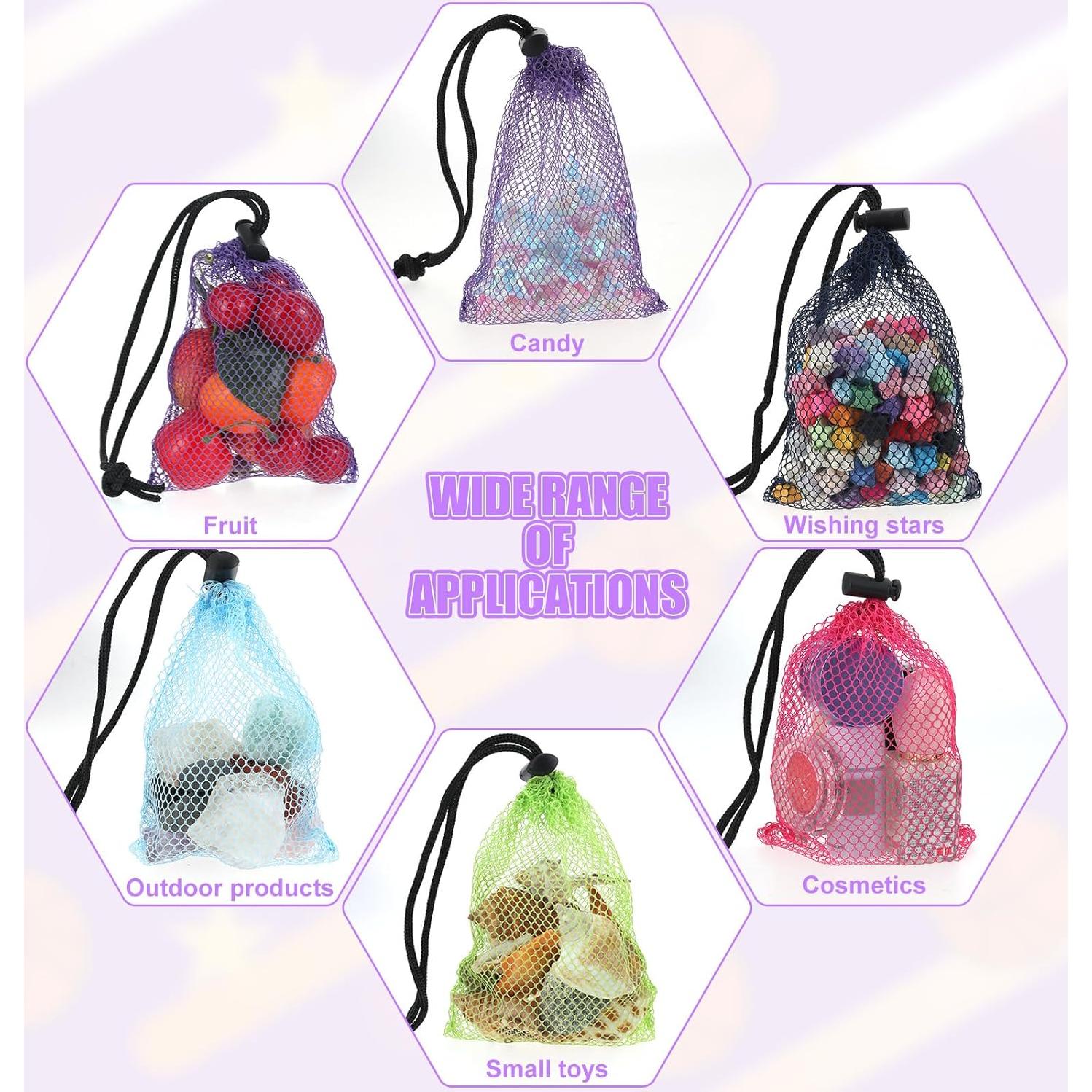 5 Bolsas de Malla Coloridas con Cierre Nylon 15x10 cm