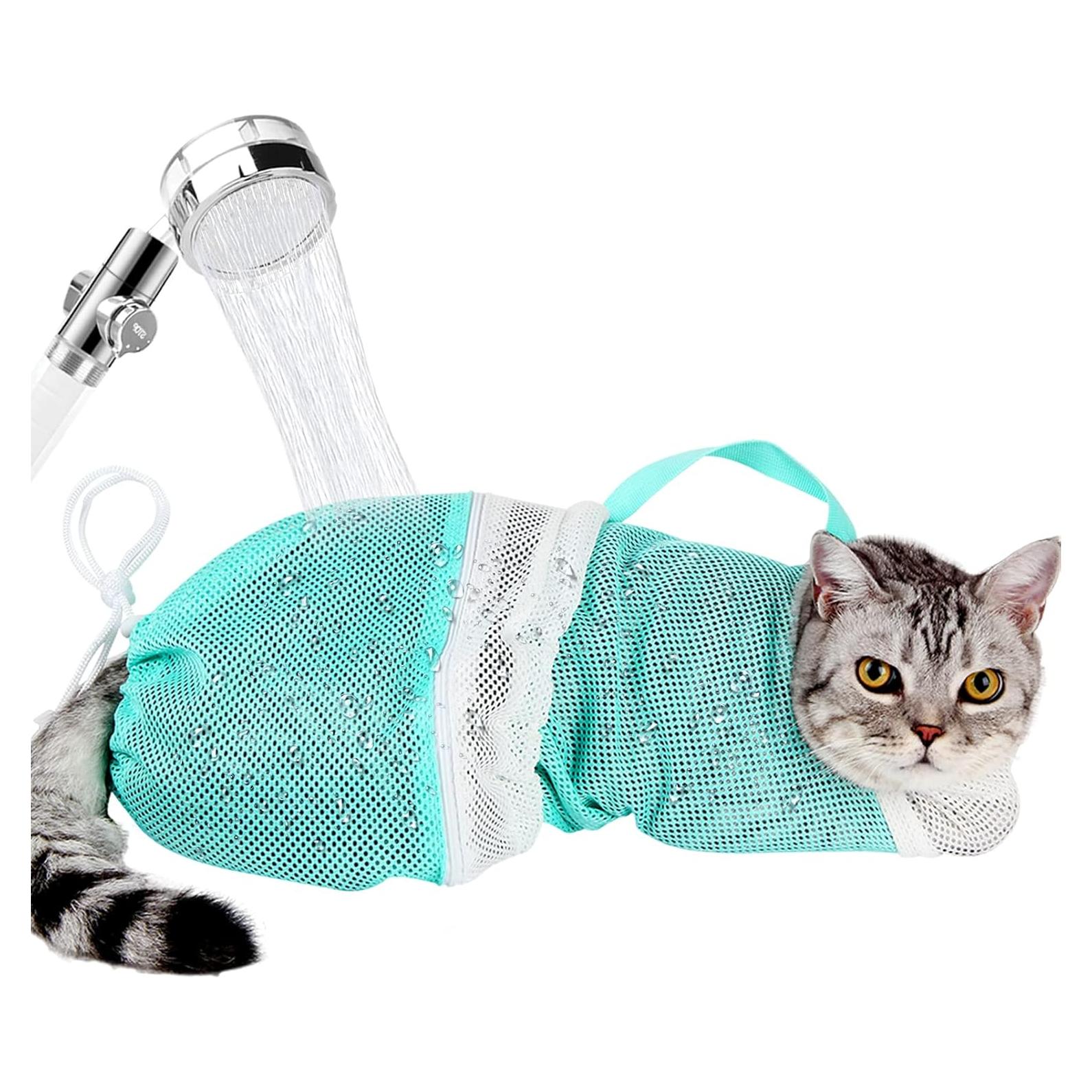 Bolsa de Baño para Gatos AMEAMI Ajustable Malla Transpirable