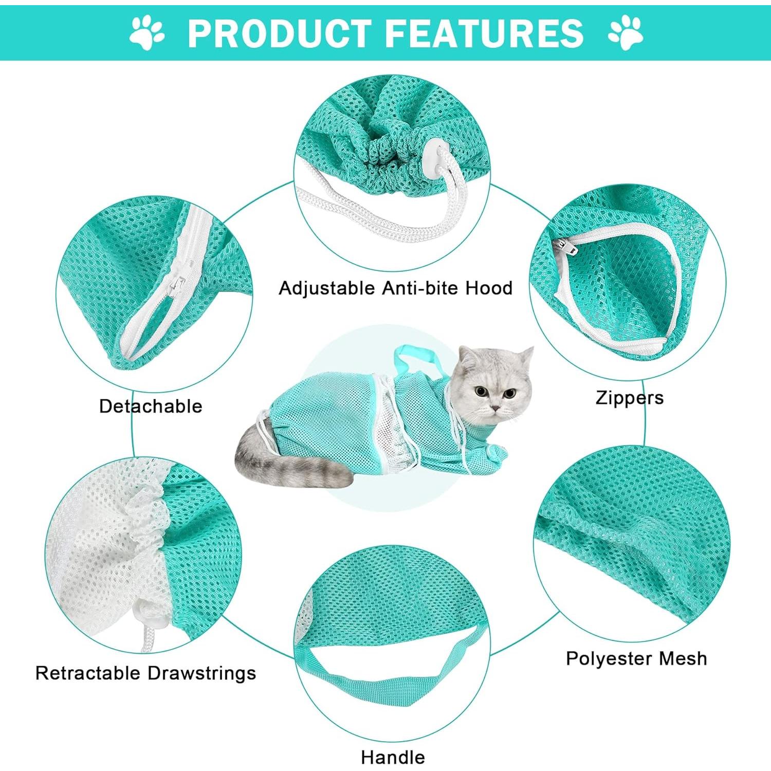 Juego de baño para gatos JULMELON 10 PCS con cepillo y cortauñas