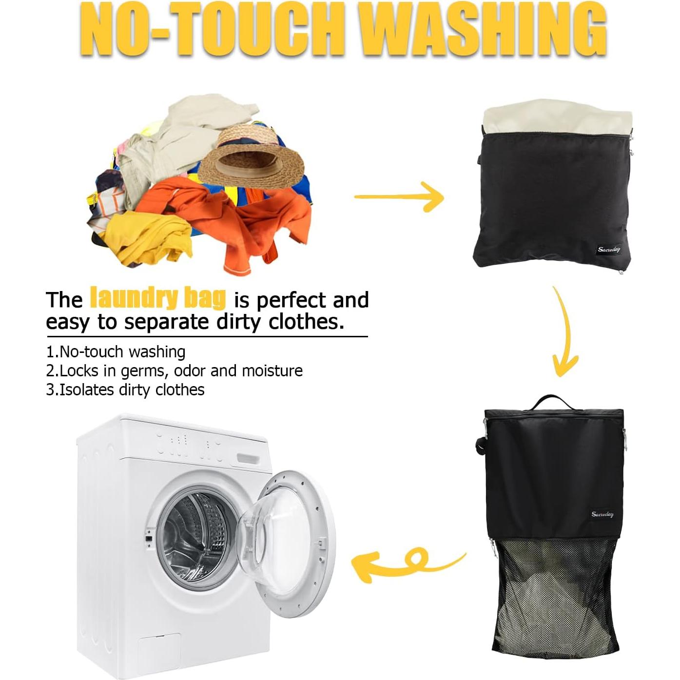 Bolsa de Lavandería Reutilizable SACREDAY L Negra Impermeable
