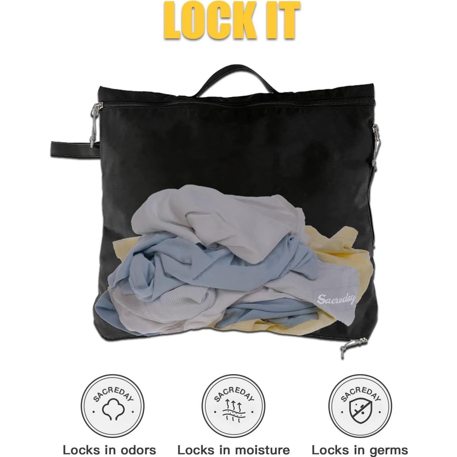Bolsa de Lavandería Reutilizable SACREDAY L Negra Impermeable