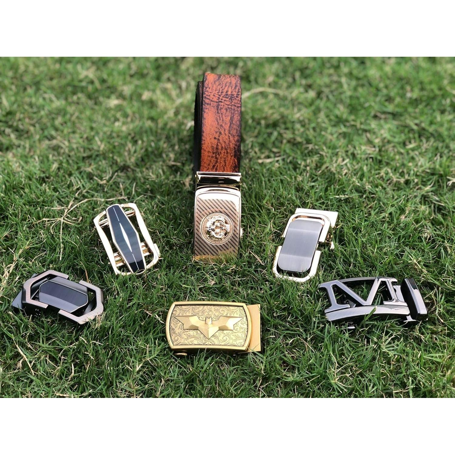 Cinturón de Ratchet Barry.Wang Cuero Genuino Ajustable 3,49 cm