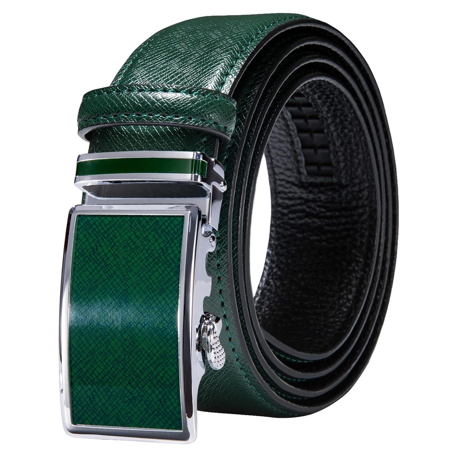 Cinturón de Ratchet Barry.Wang Cuero Genuino Verde 2.86cm