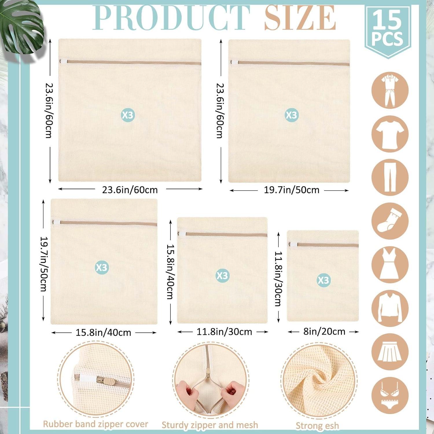 15 Bolsas de Lavandería de Malla Algodón Reallnaive 40x25cm