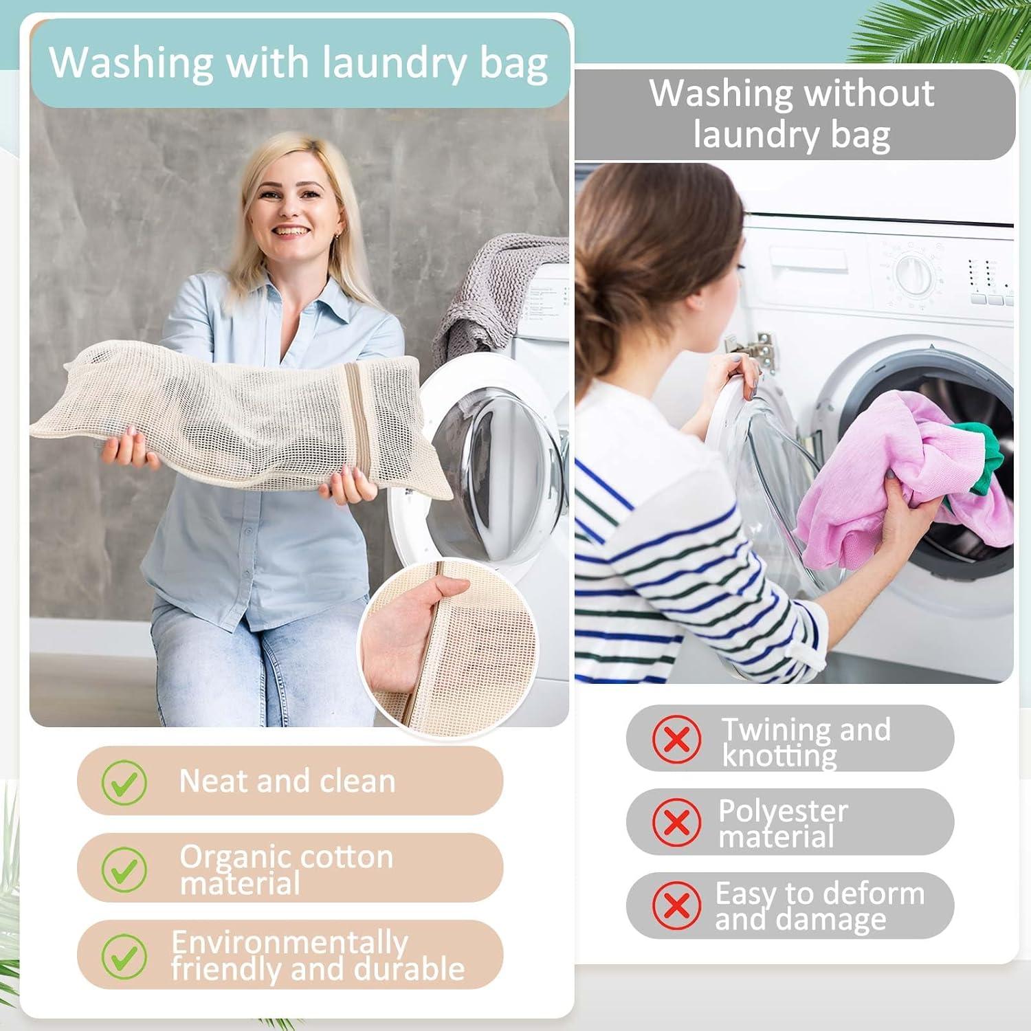 15 Bolsas de Lavandería de Malla Algodón Reallnaive 40x25cm