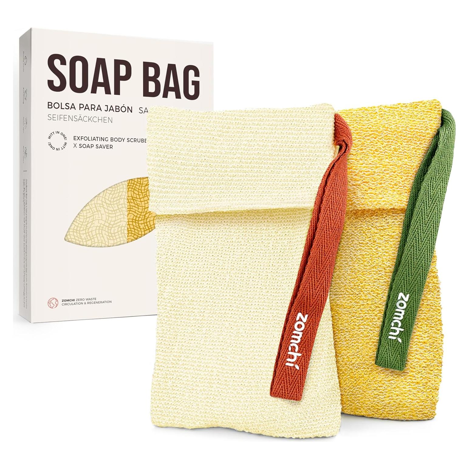 Bolsa de Jabón Exfoliante ZOMCHI Amarilla y Rosa - 2 Piezas