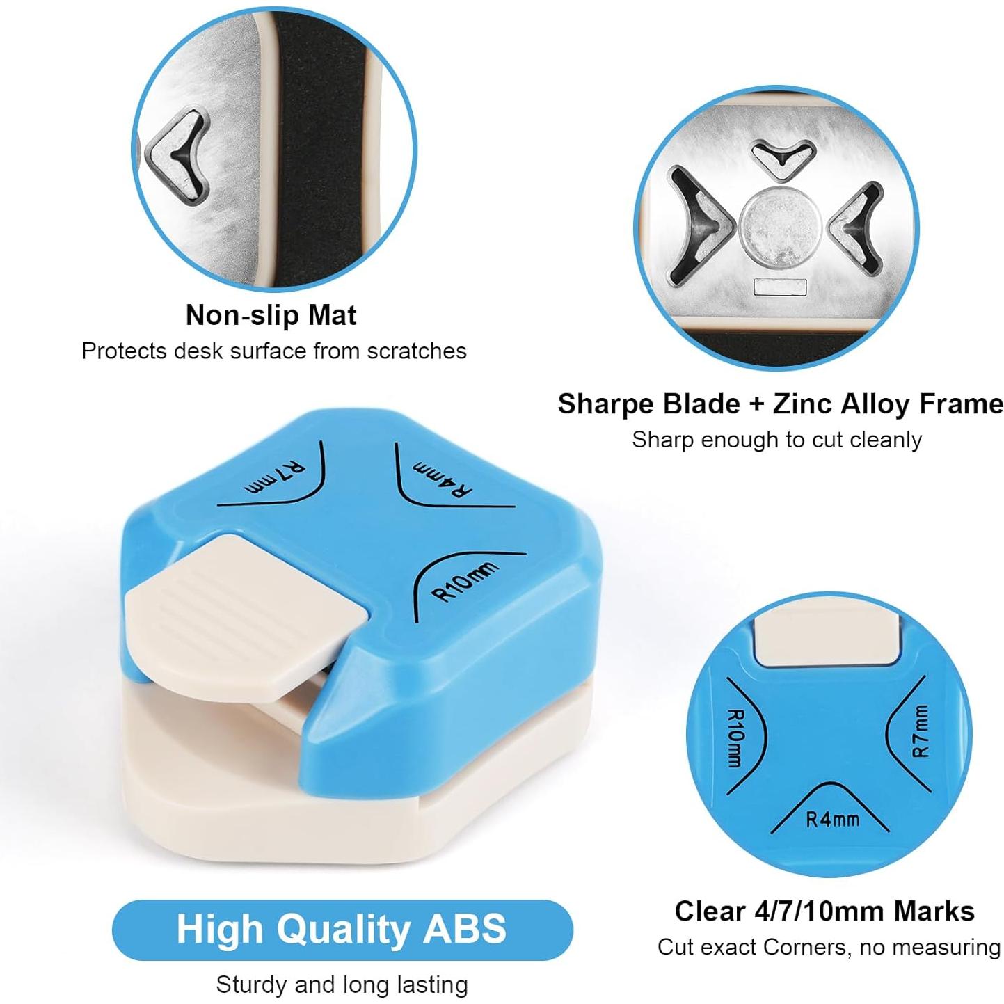 Perforadora de Esquinas Redondeadas MECHEER 3 en 1 - Azul