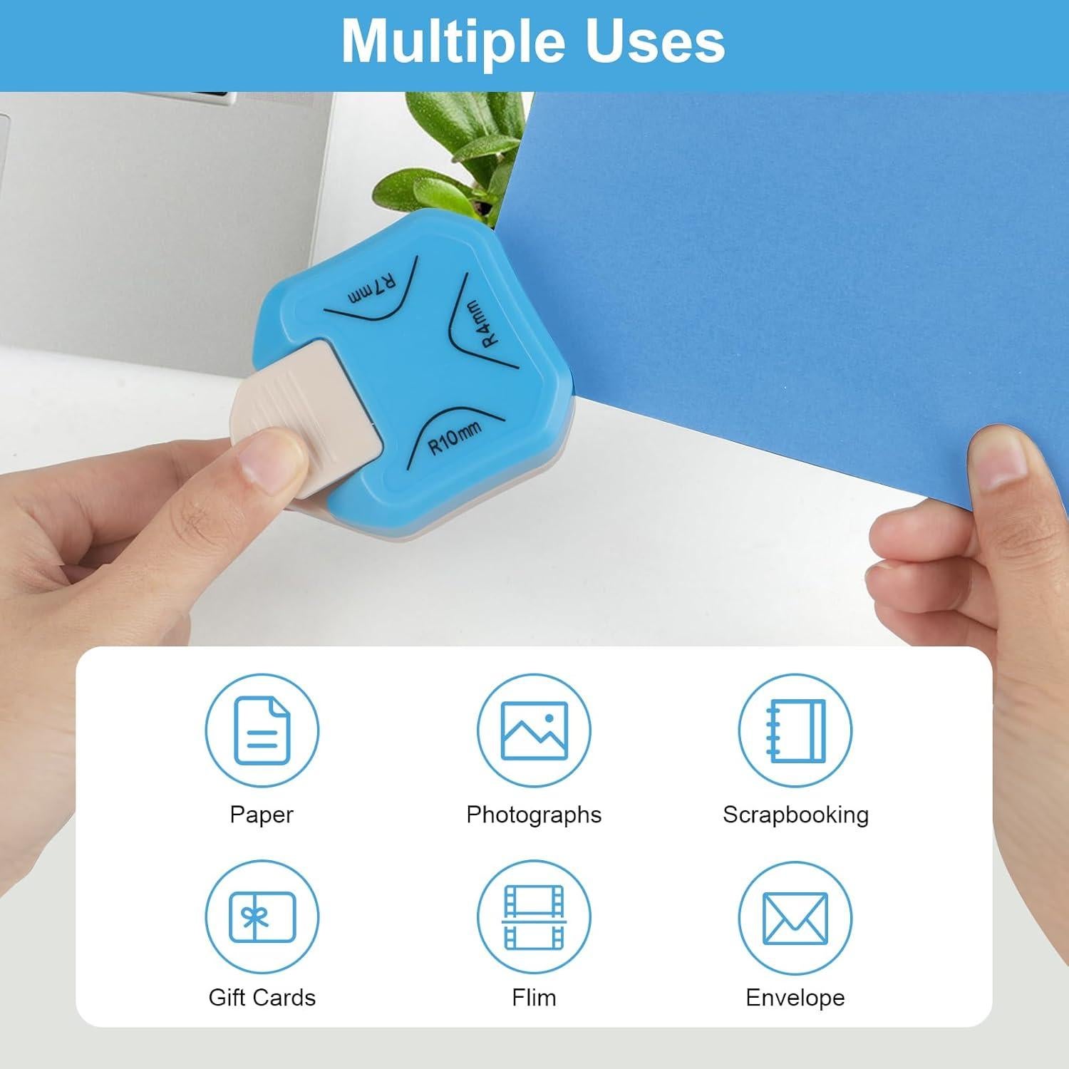 Perforadora de Esquinas Redondeadas MECHEER 3 en 1 - Azul