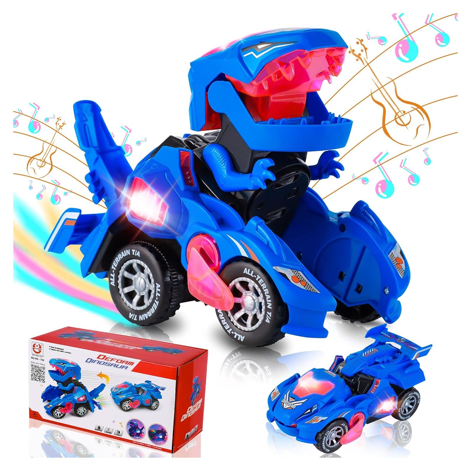 Coche Dinosaurio Transformador LED Hirger Azul 7.5x5.1cm