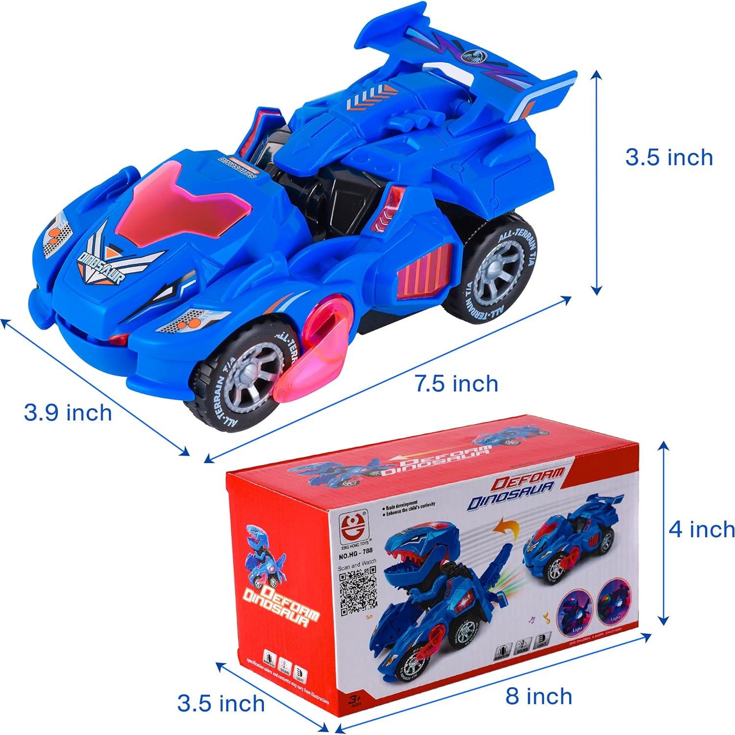Coche Dinosaurio Transformador LED Hirger Azul 7.5x5.1cm
