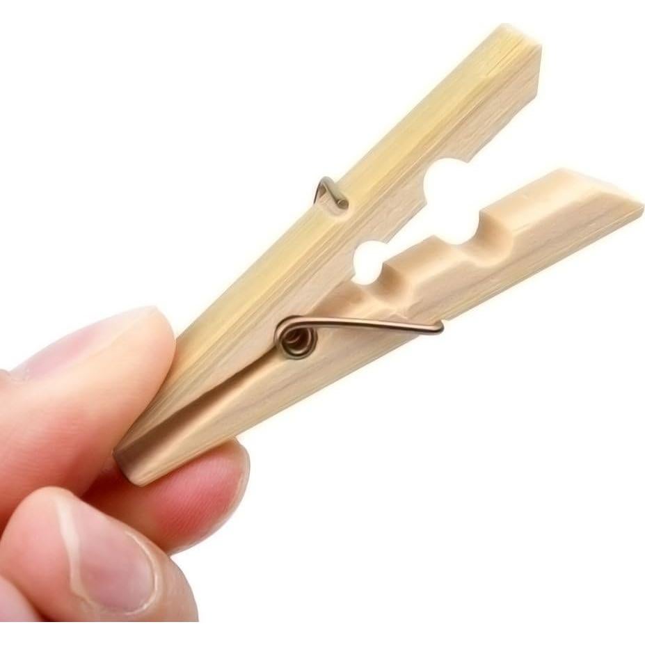 40 Pinzas de Ropa de Bambú lasenersm - Clips Colgantes