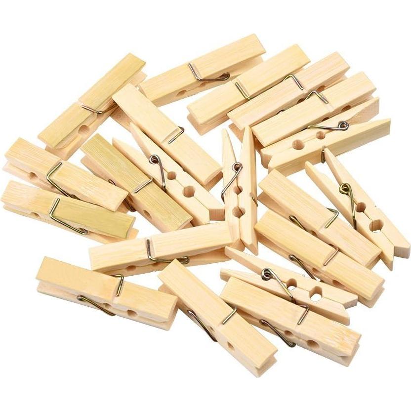 40 Pinzas de Ropa de Bambú lasenersm - Clips Colgantes