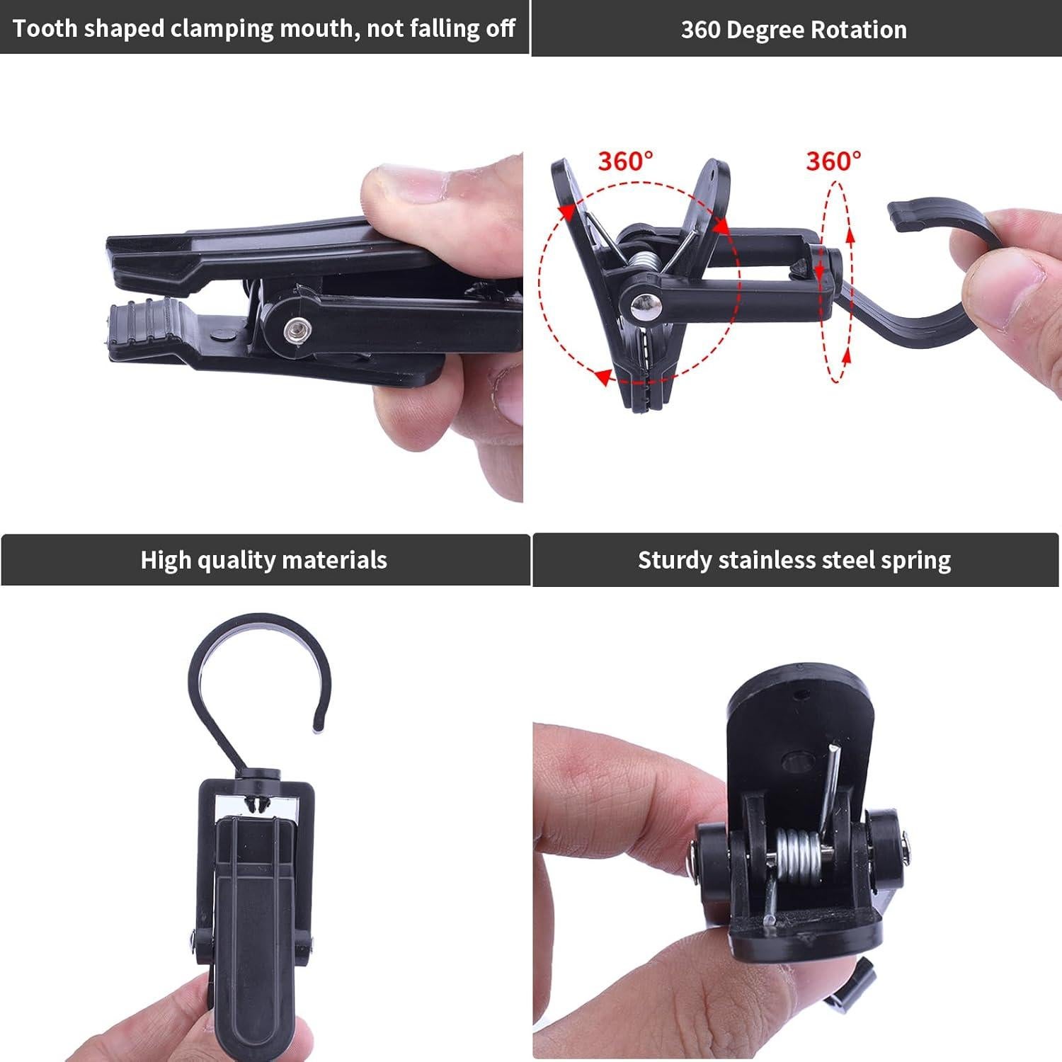 12 Ganchos Colgantes Giratorios Ningrou de Plástico Negro