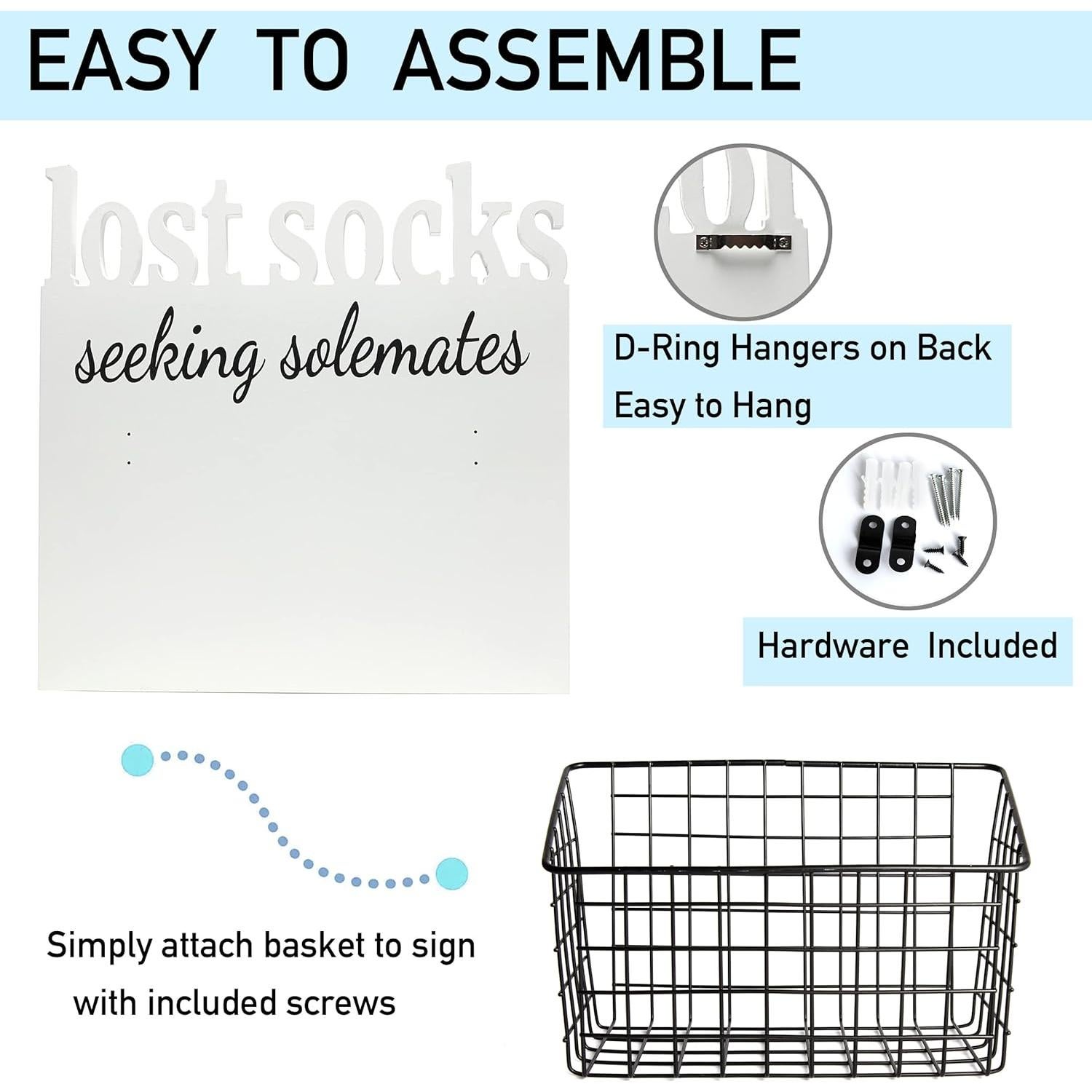 Cartel de Madera para Lavandería con Canasta y Tarro - Blanco