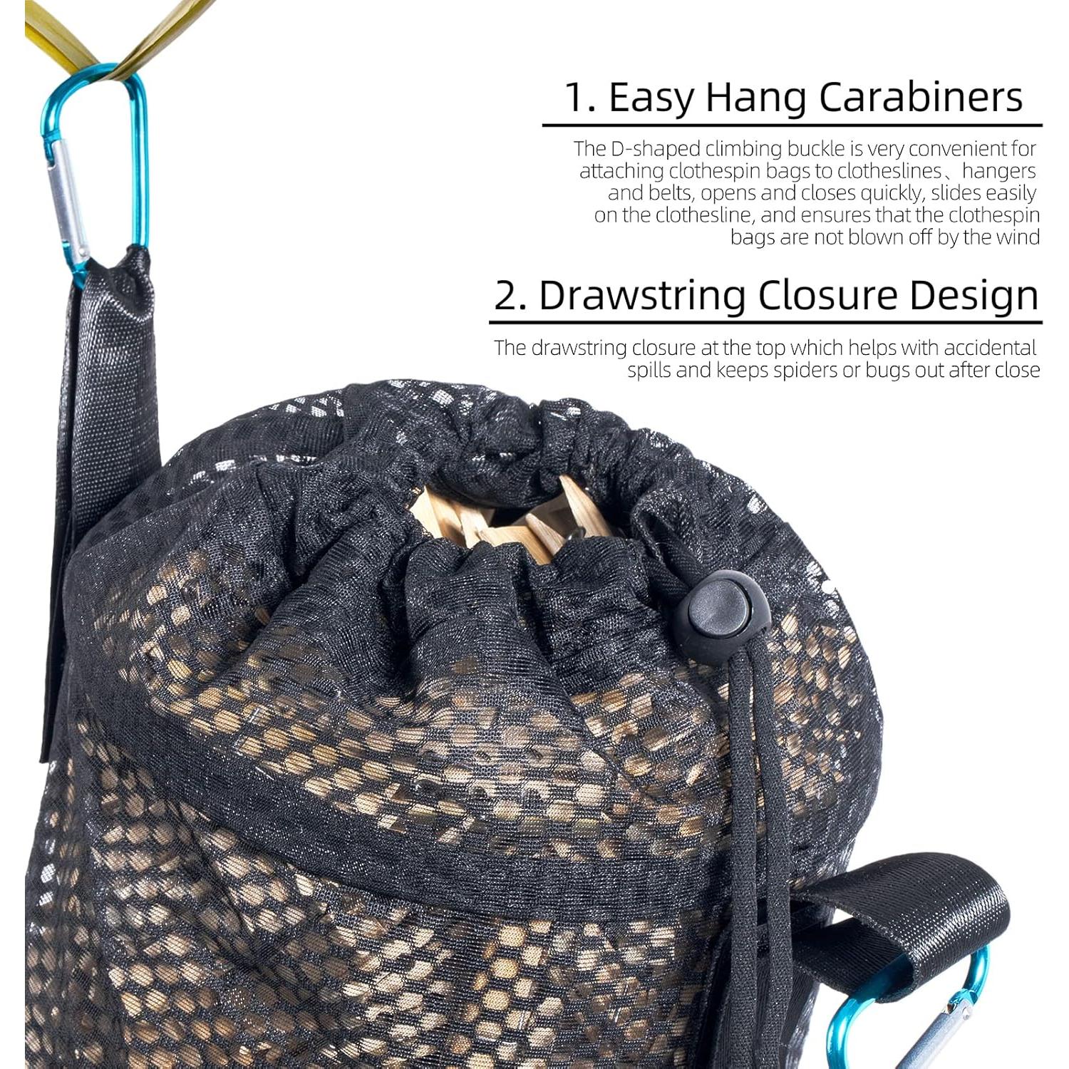 Bolsa para Pinzas de Ropa KOOZTI con Cierre de Cordón 150 Pinzas