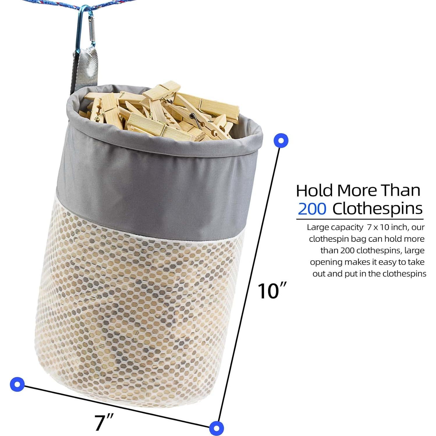 Bolsa Organizador de Pinzas de Ropa KOOZTI 200 Unidades Gris