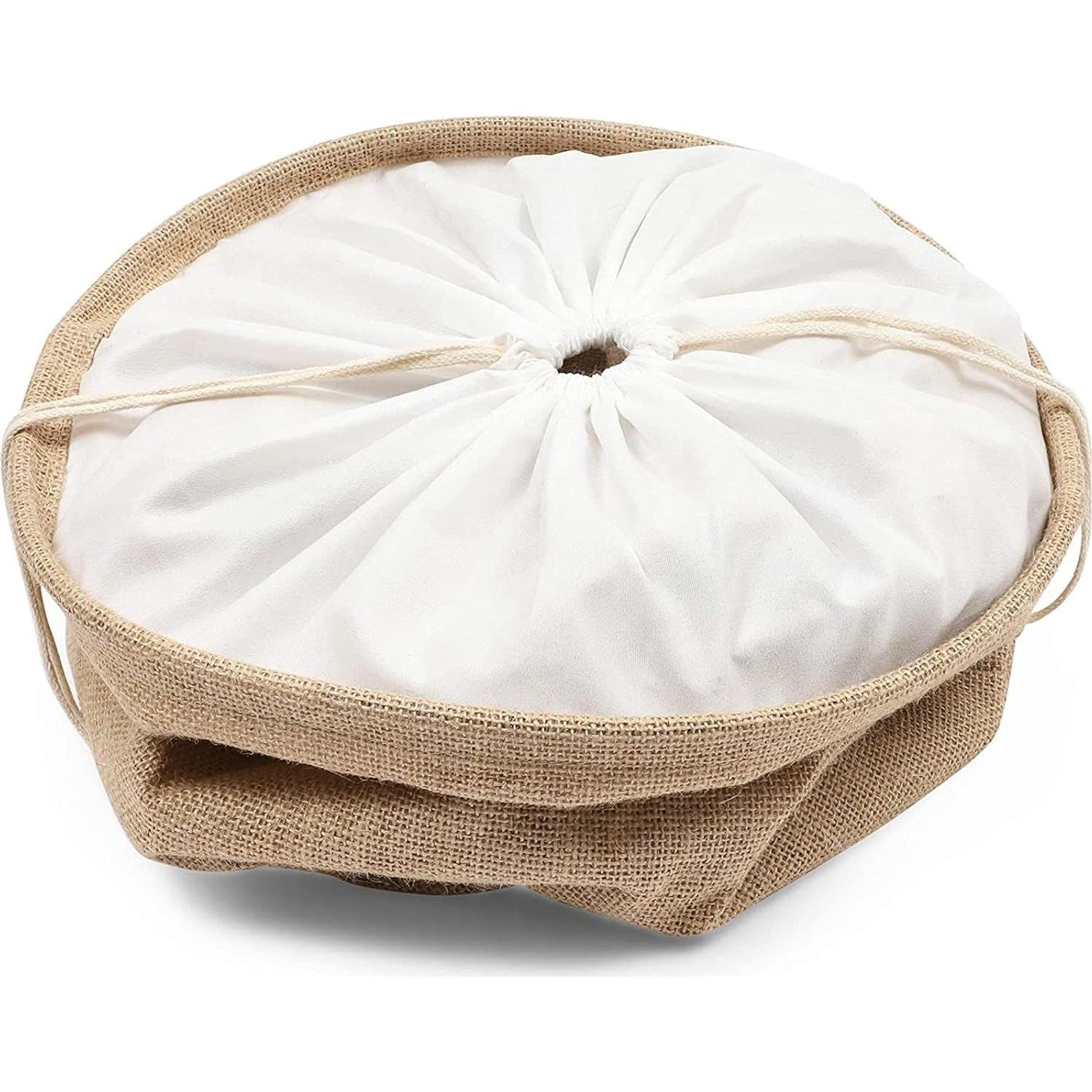 Cesta de Ropa Plegable Juvale 44L Redonda Beige con Cierre de Cuerda