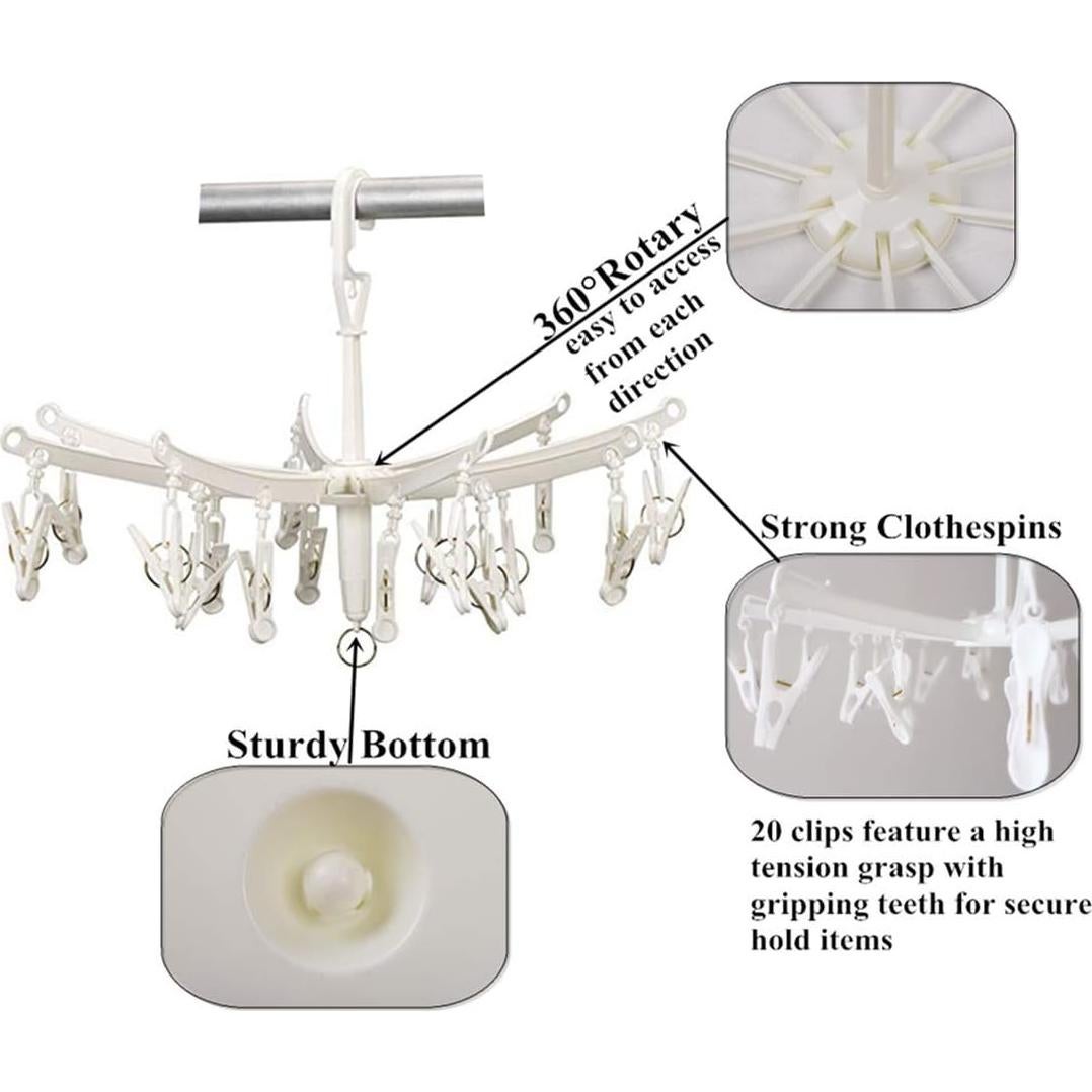 Perchero Plegable DurReus con 20 Clips para Ropa de Bebé