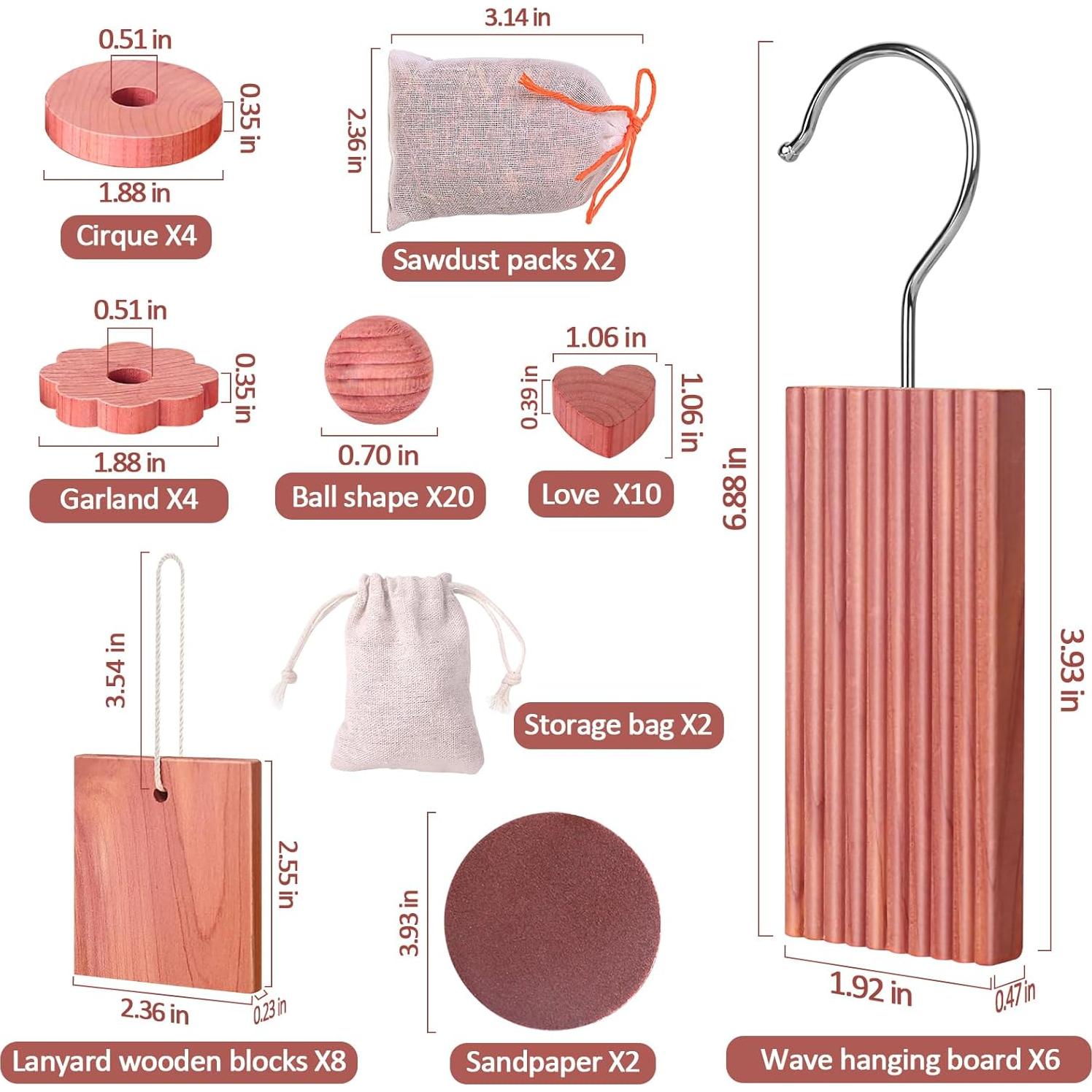 Bloques de Cedro para Almacenamiento de Ropa 56 Pcs - Woodever