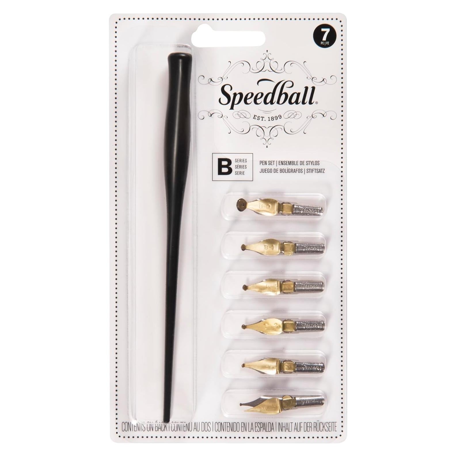 Juego de Caligrafía Speedball B-Series con 6 Puntas y Soporte