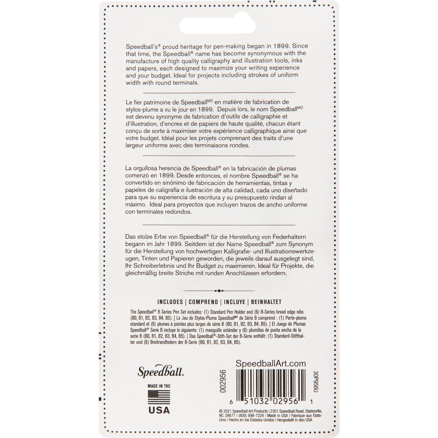 Juego de Caligrafía Speedball B-Series con 6 Puntas y Soporte