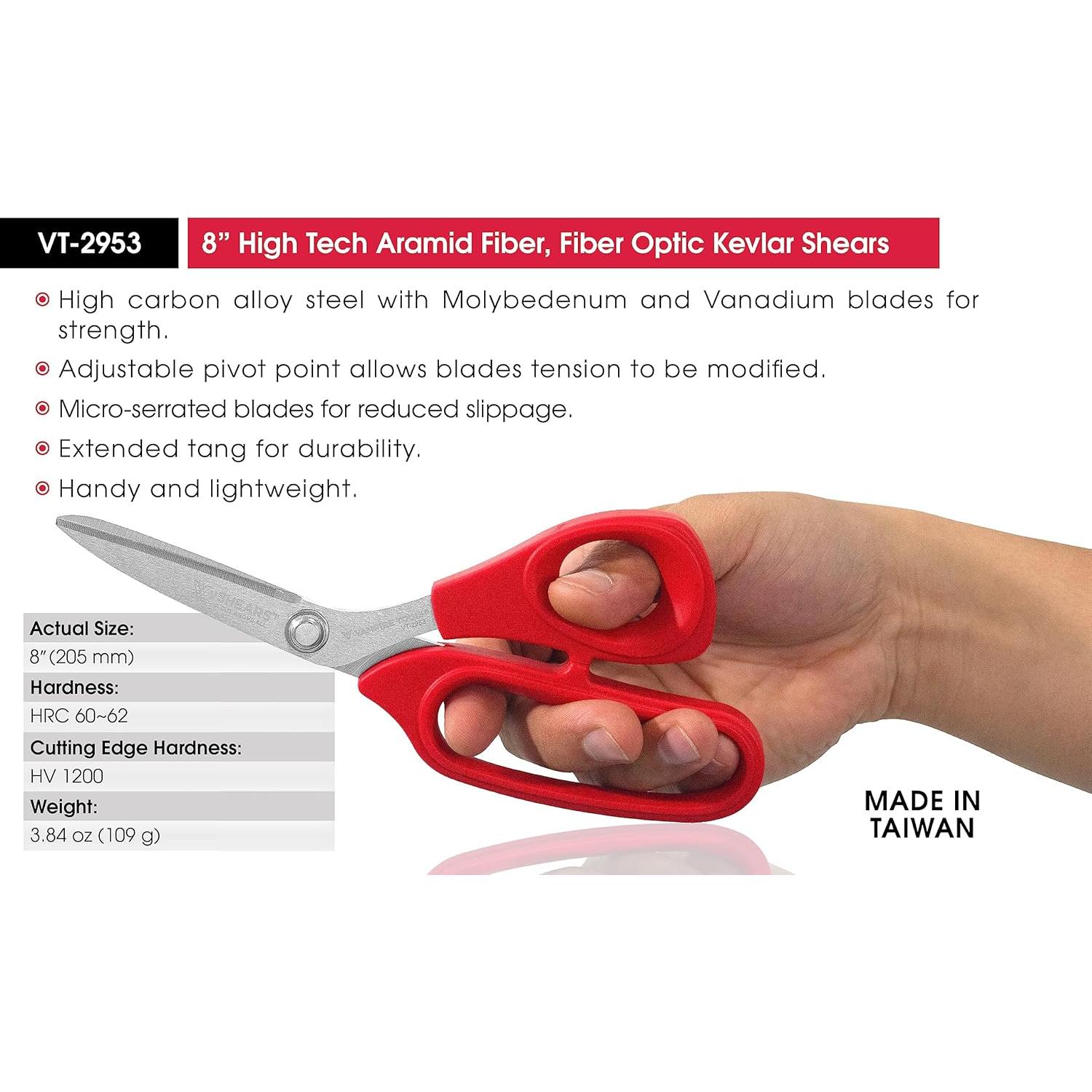 Tijeras Vampliers 8" de acero al carbono para fibra óptica