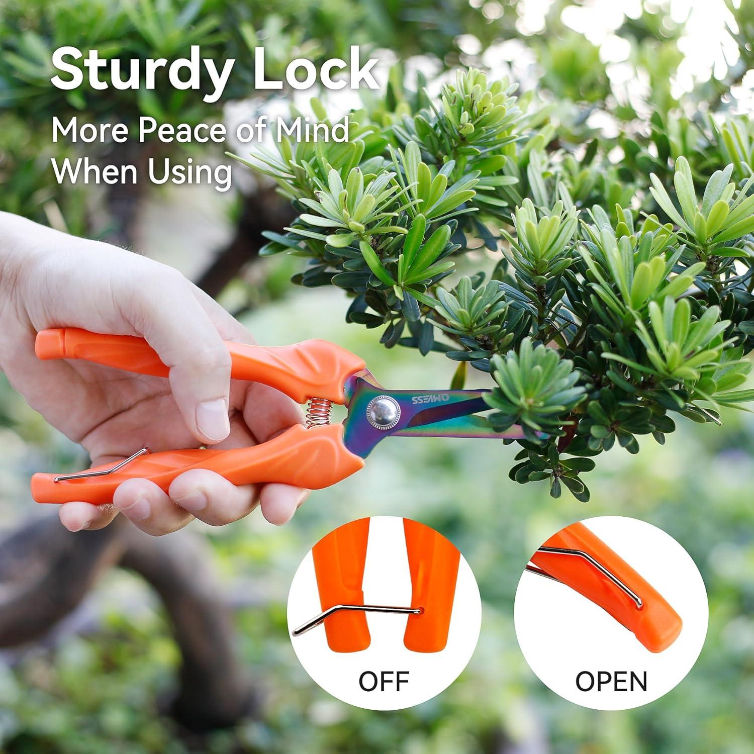 Tijeras de Podar QMVESS - 3 Paquete Ergonómicas con Titanio