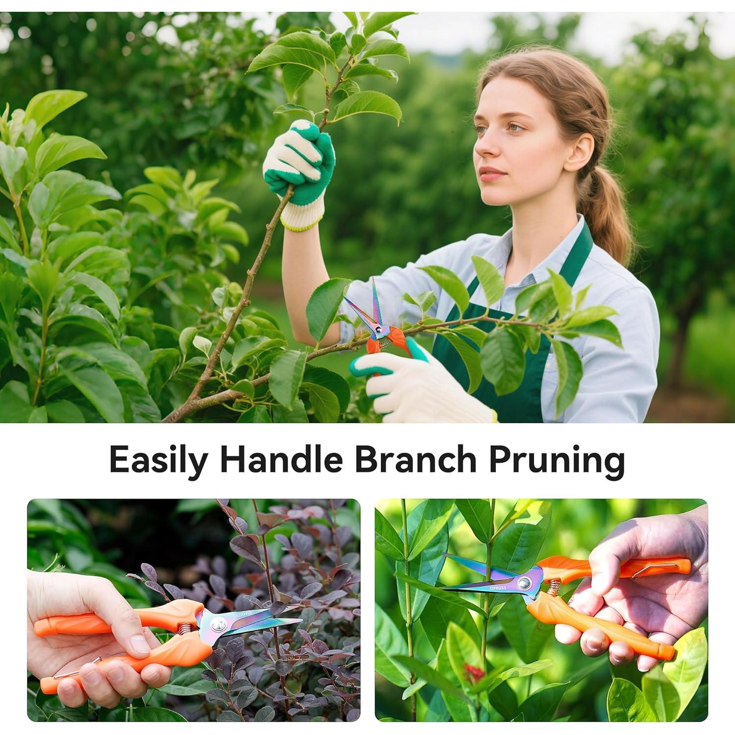 Tijeras de Podar QMVESS - 3 Paquete Ergonómicas con Titanio