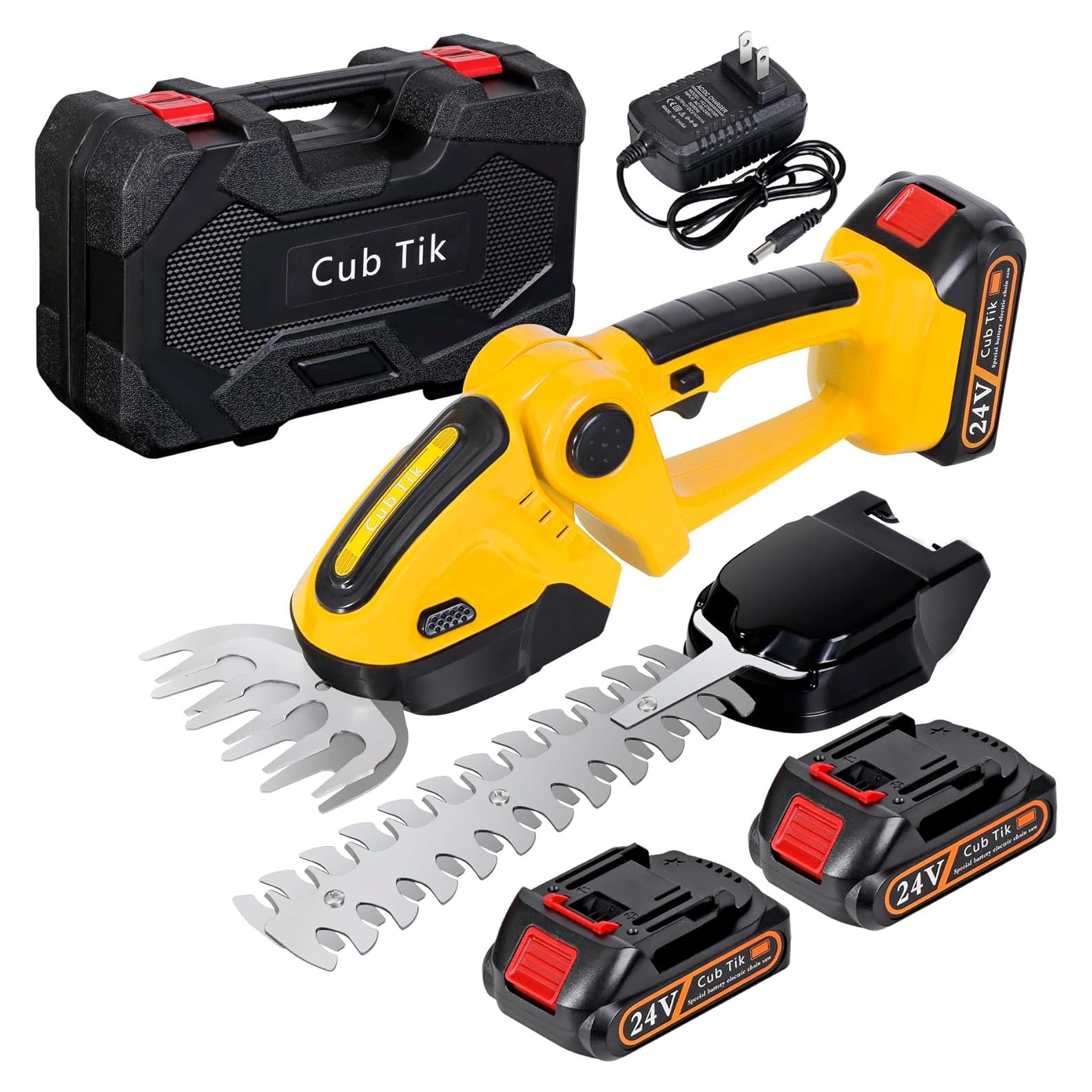 Cortadora de Setos Inalámbrica Cub Tik 21V 2 en 1 Amarilla