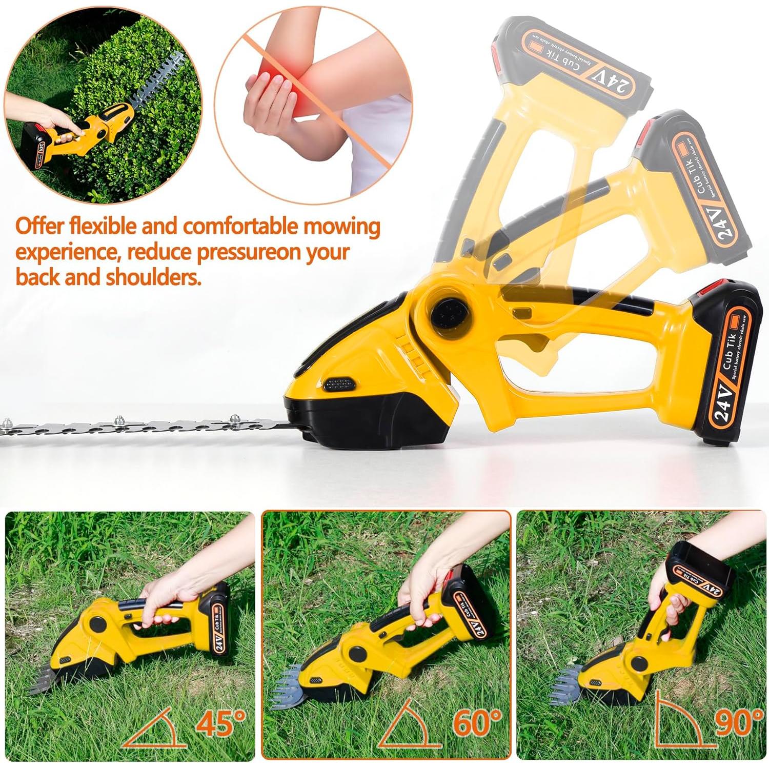 Cortadora de Setos Inalámbrica Cub Tik 21V 2 en 1 Amarilla