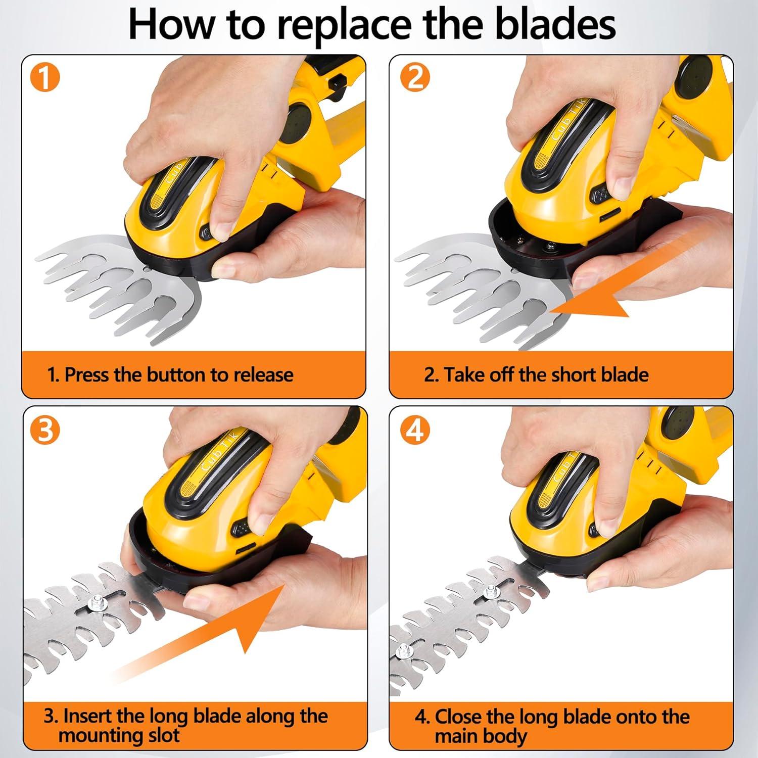 Cortadora de Setos Inalámbrica Cub Tik 21V 2 en 1 Amarilla