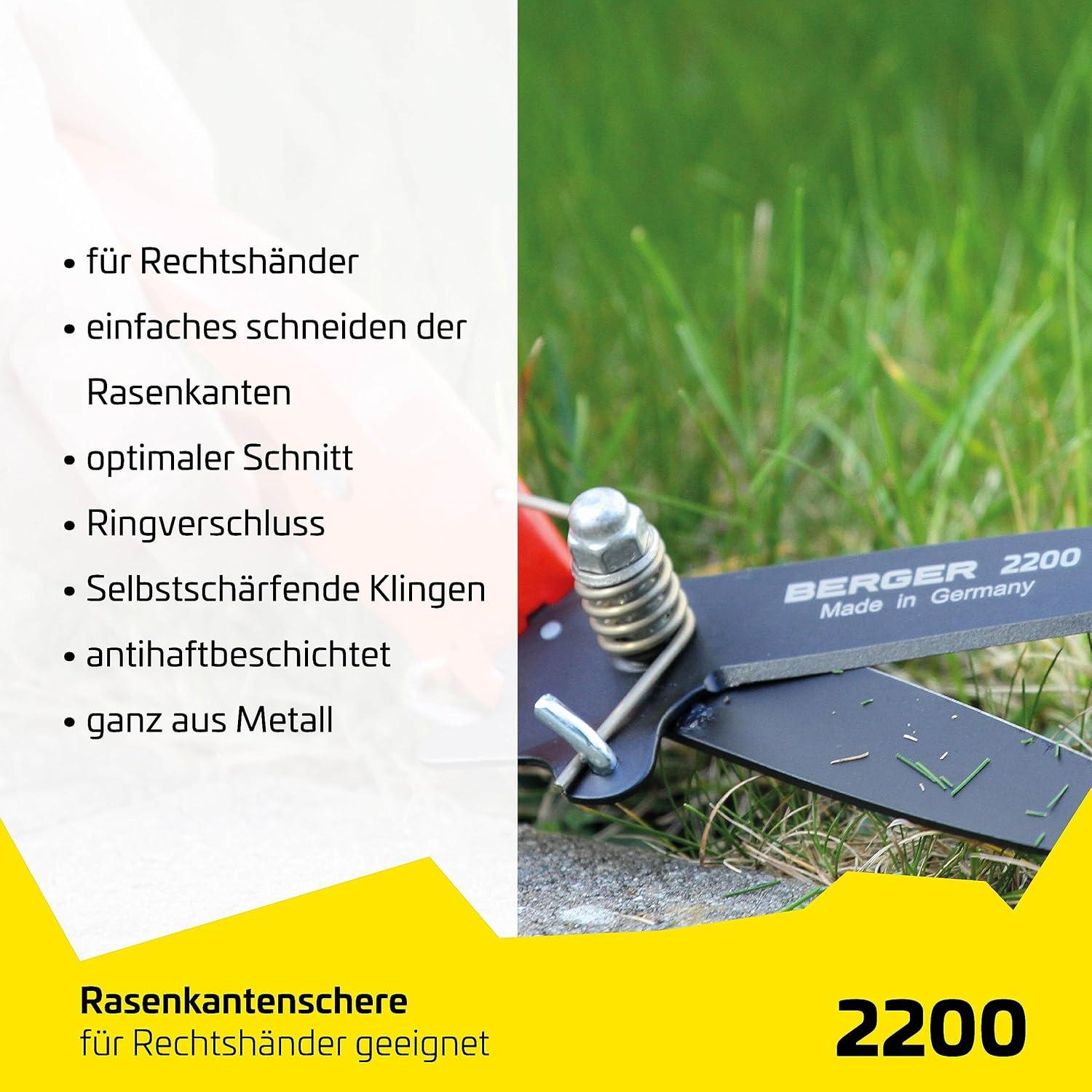 Tijeras de Césped BERGER 2200, Acero Forjado, Antiadherente