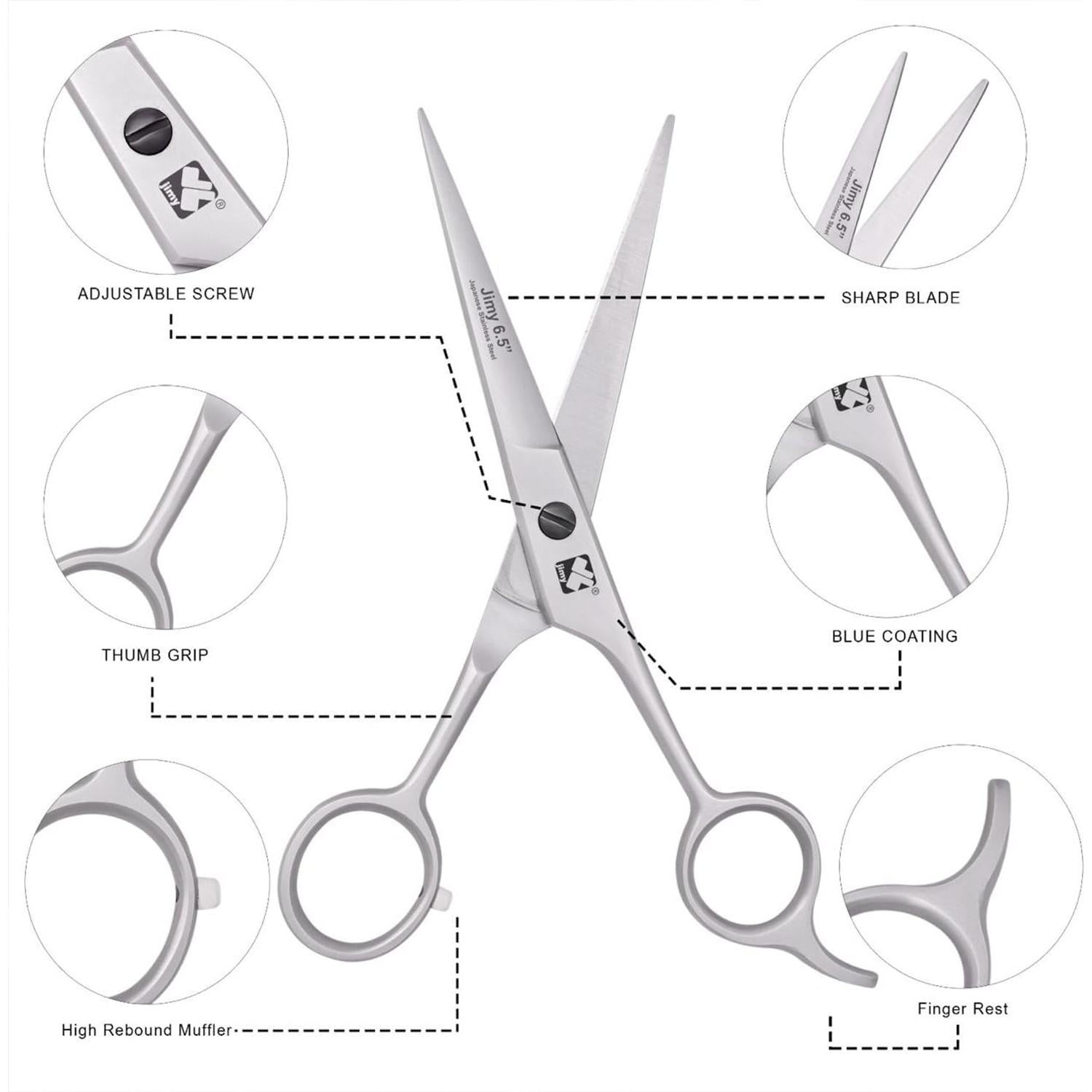 Tijeras de Pelo Profesionales Jimy 6.5" Acero Inoxidable