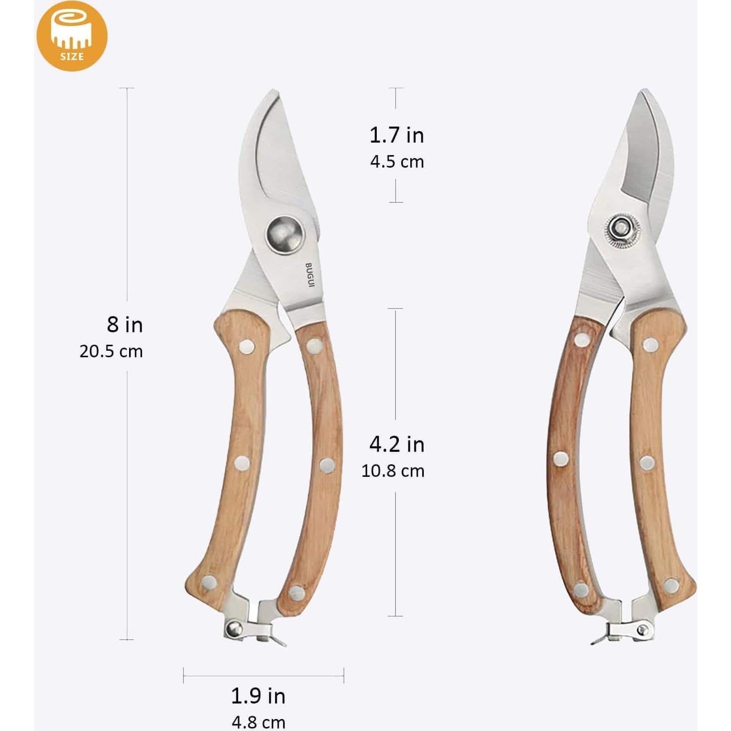 Tijeras de podar BUGUI E012 8" mango de madera acero SK-5