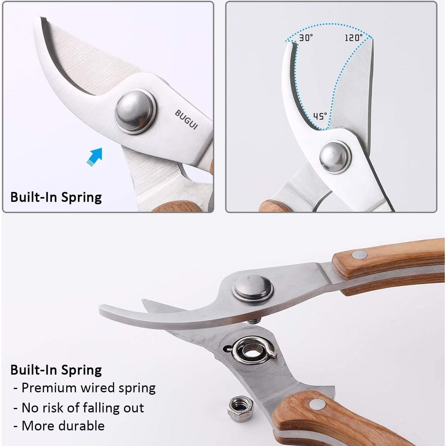 Tijeras de podar BUGUI E012 8" mango de madera acero SK-5