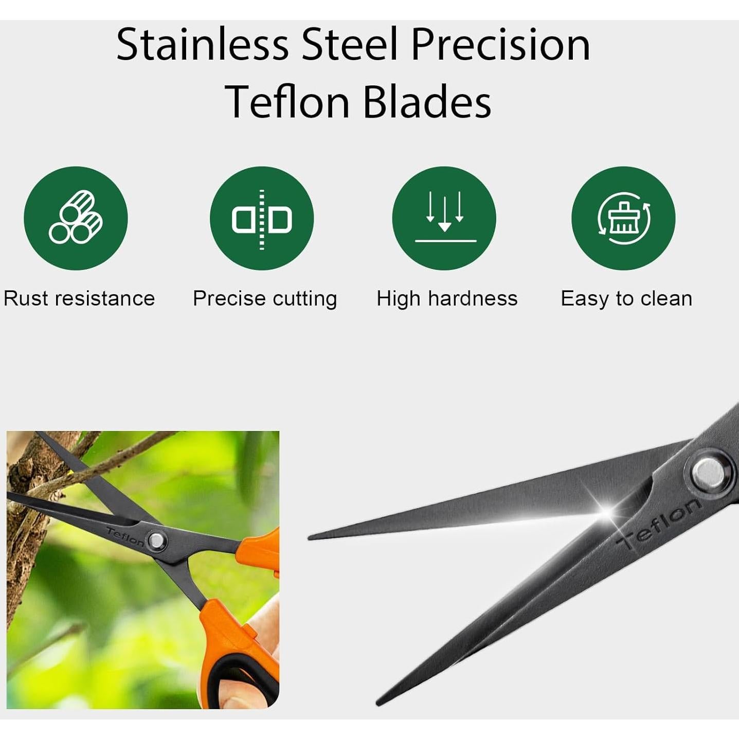 Tijeras de Poda GROWNEER 3 Paquetes con Cuchillas de Teflón